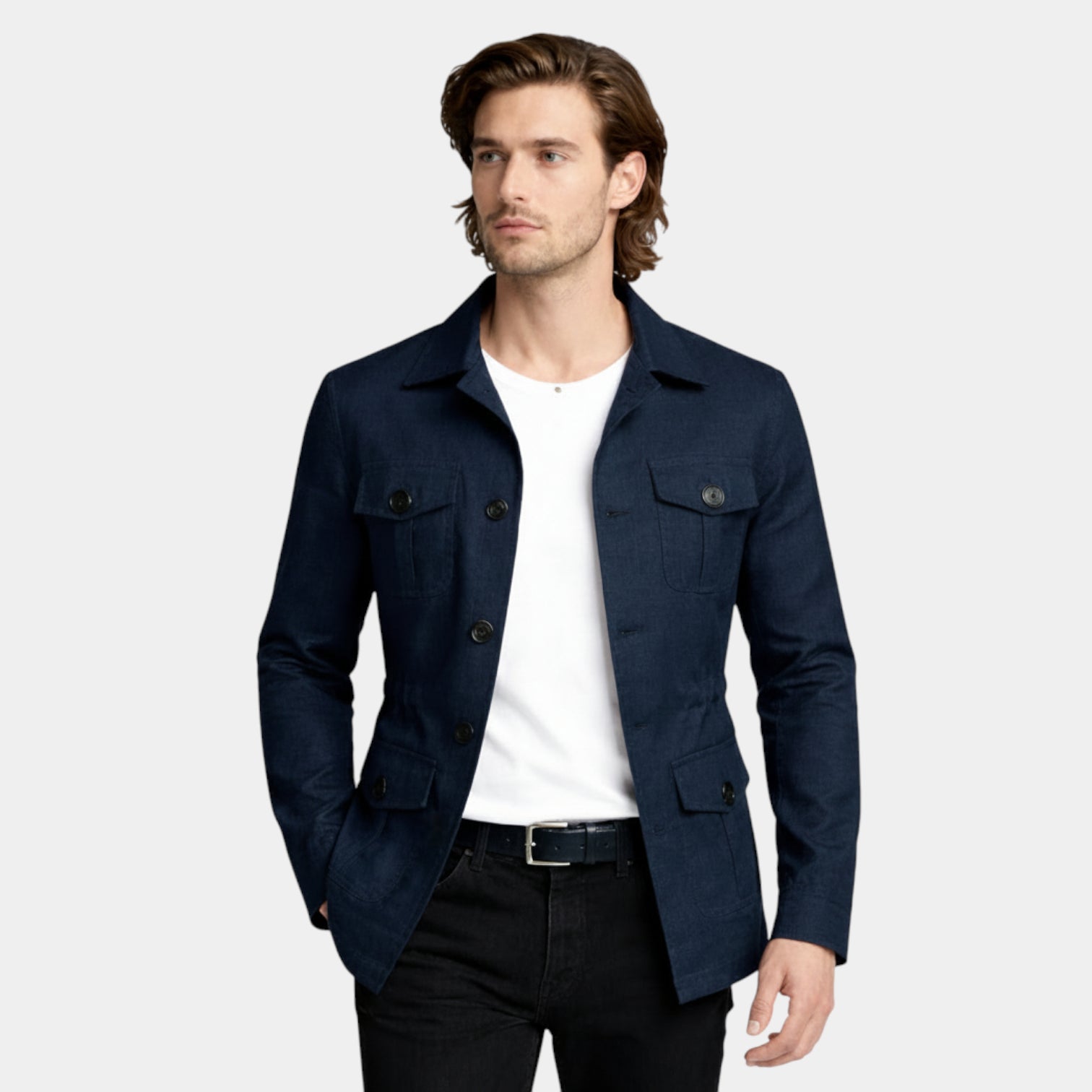 Button-Front Utility Jacket Regular Fit for Men