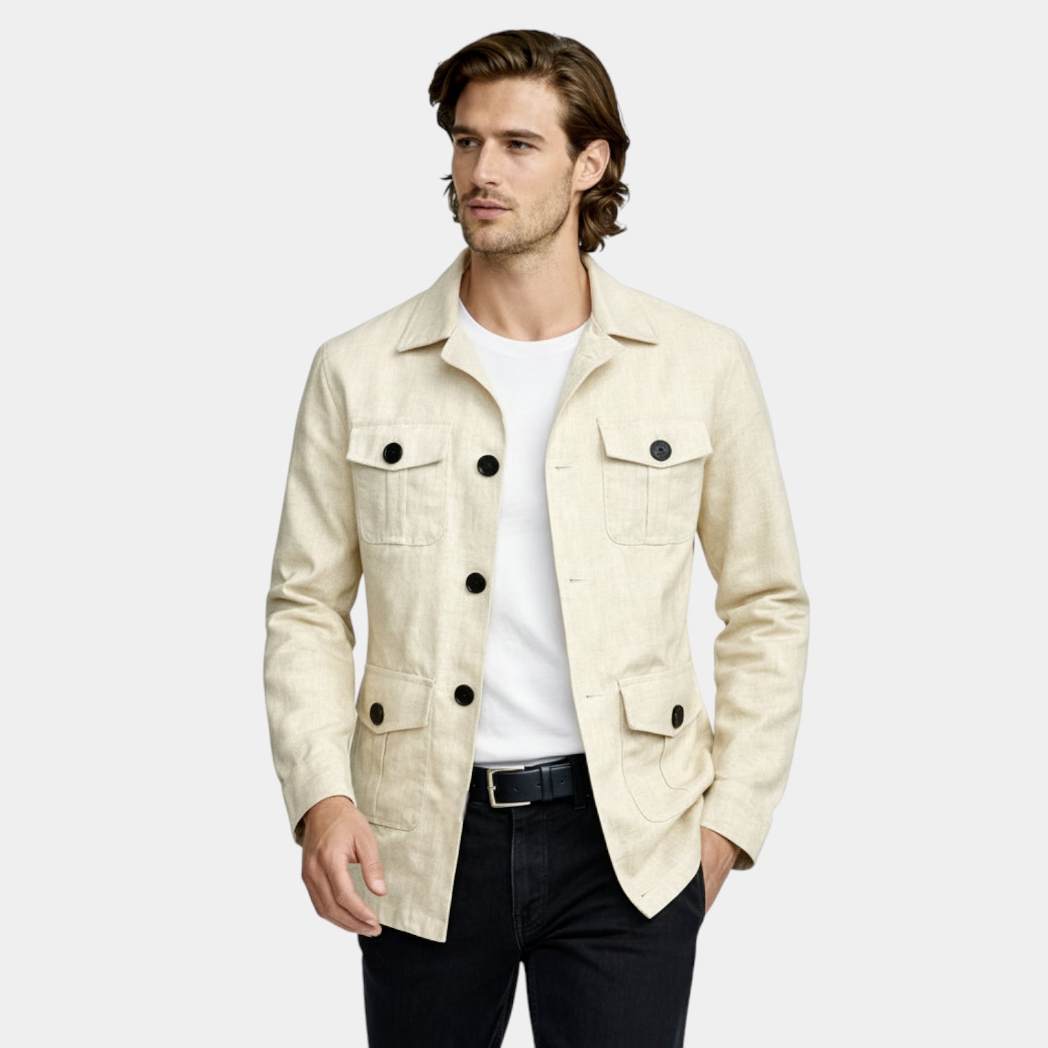 Button-Front Utility Jacket Regular Fit for Men