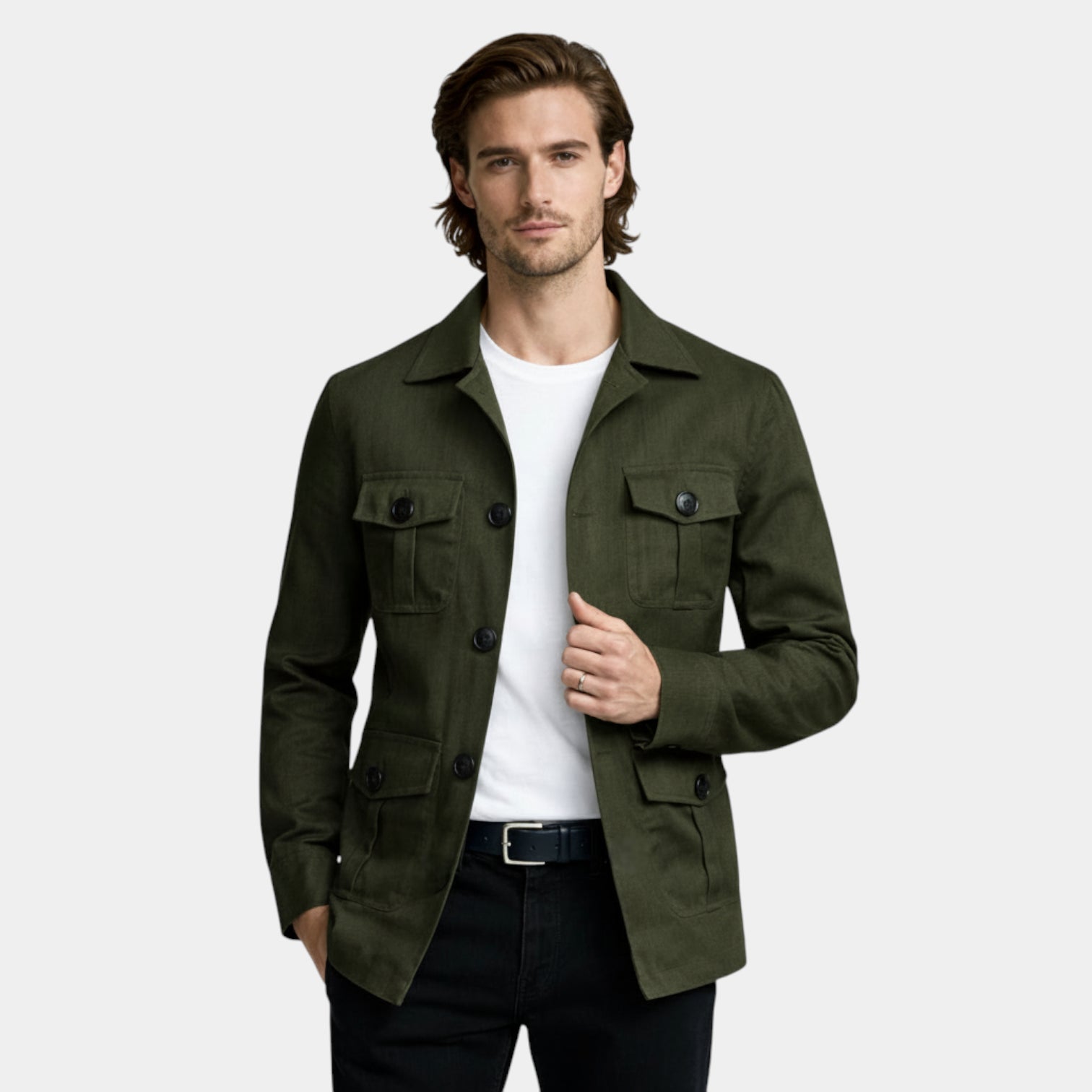 Button-Front Utility Jacket Regular Fit for Men