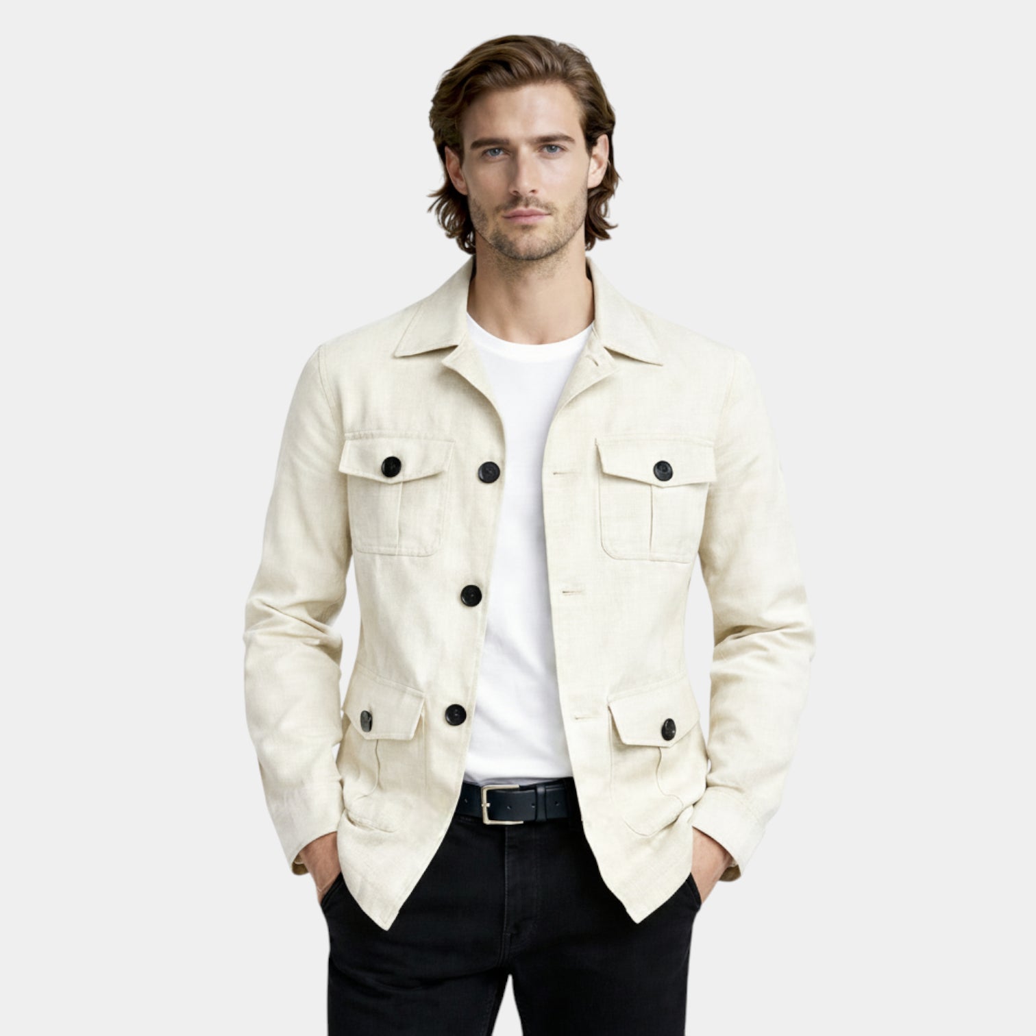 Button-Front Utility Jacket Regular Fit for Men