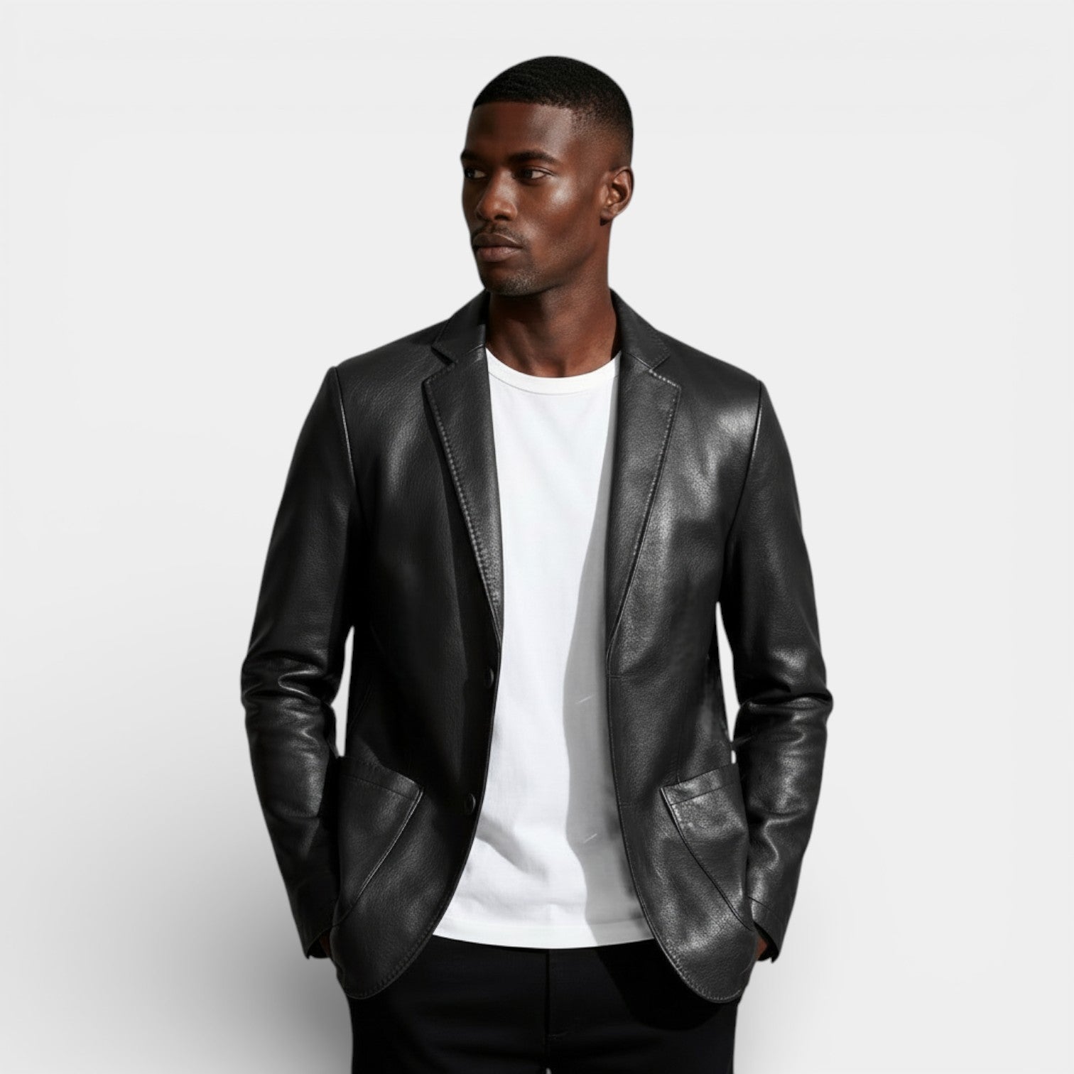 Structured Blazer Jacket Single-Breasted Regular Fit for Men