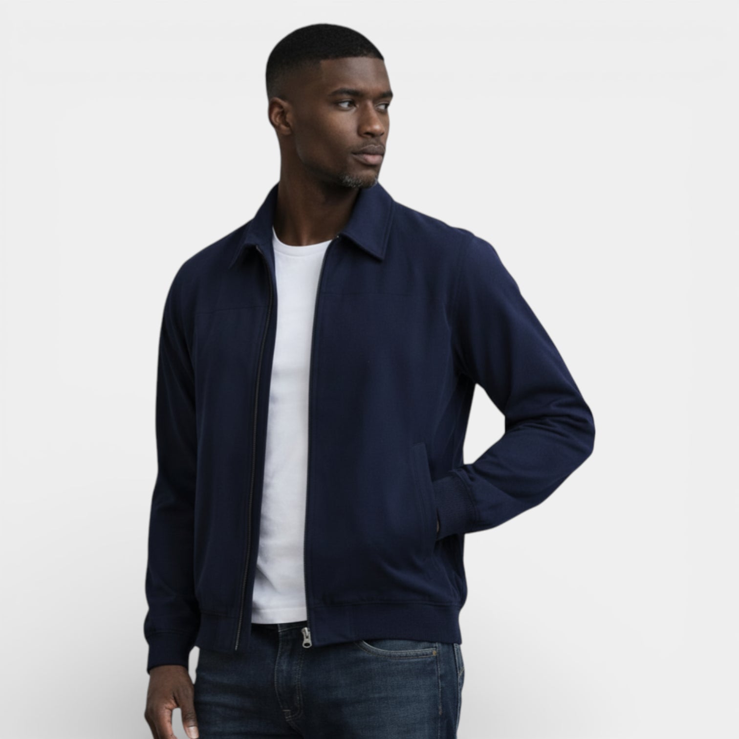 Vintares | Men’s Classic Zip-Up Jacket with Stand Collar