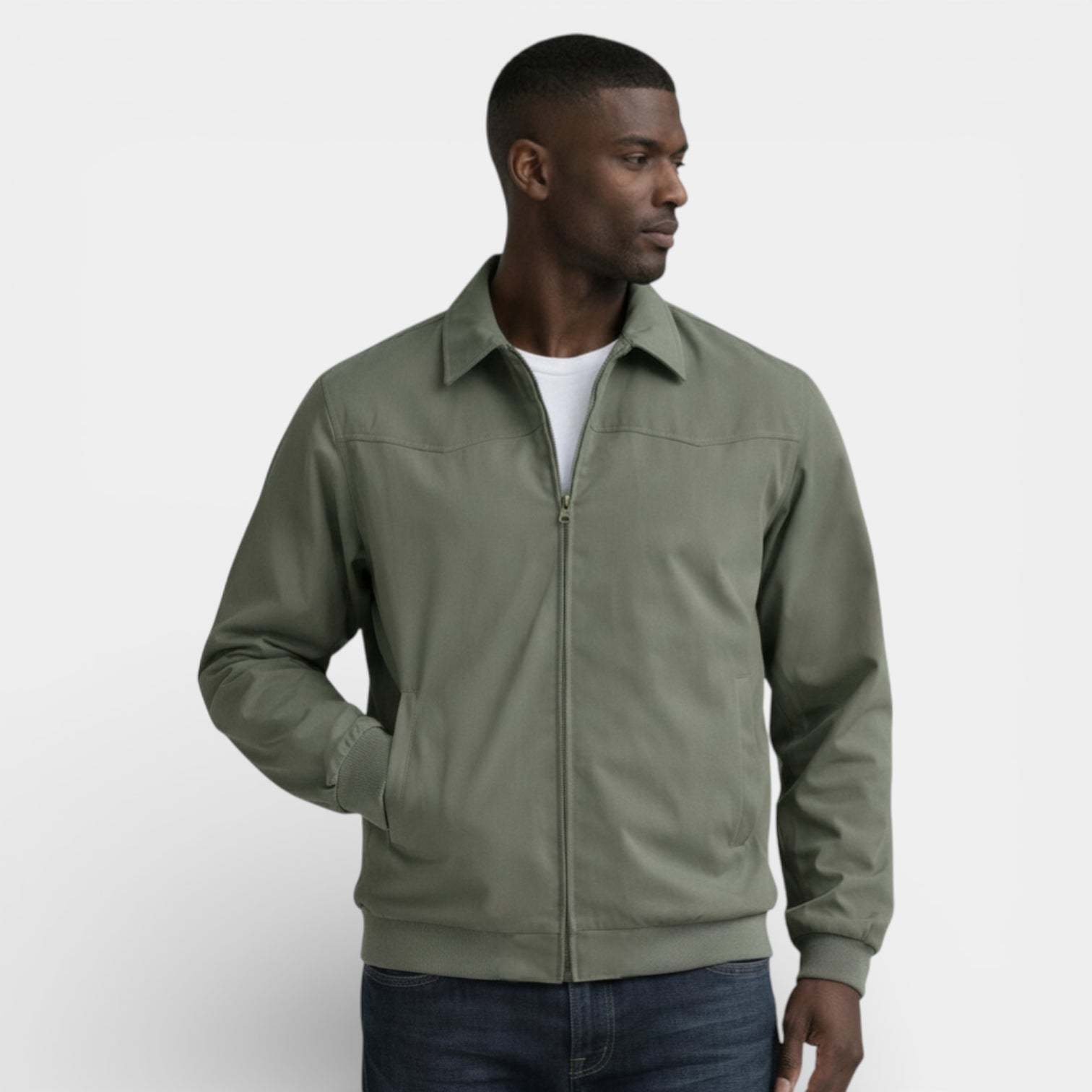 Vintares | Men’s Classic Zip-Up Jacket with Stand Collar