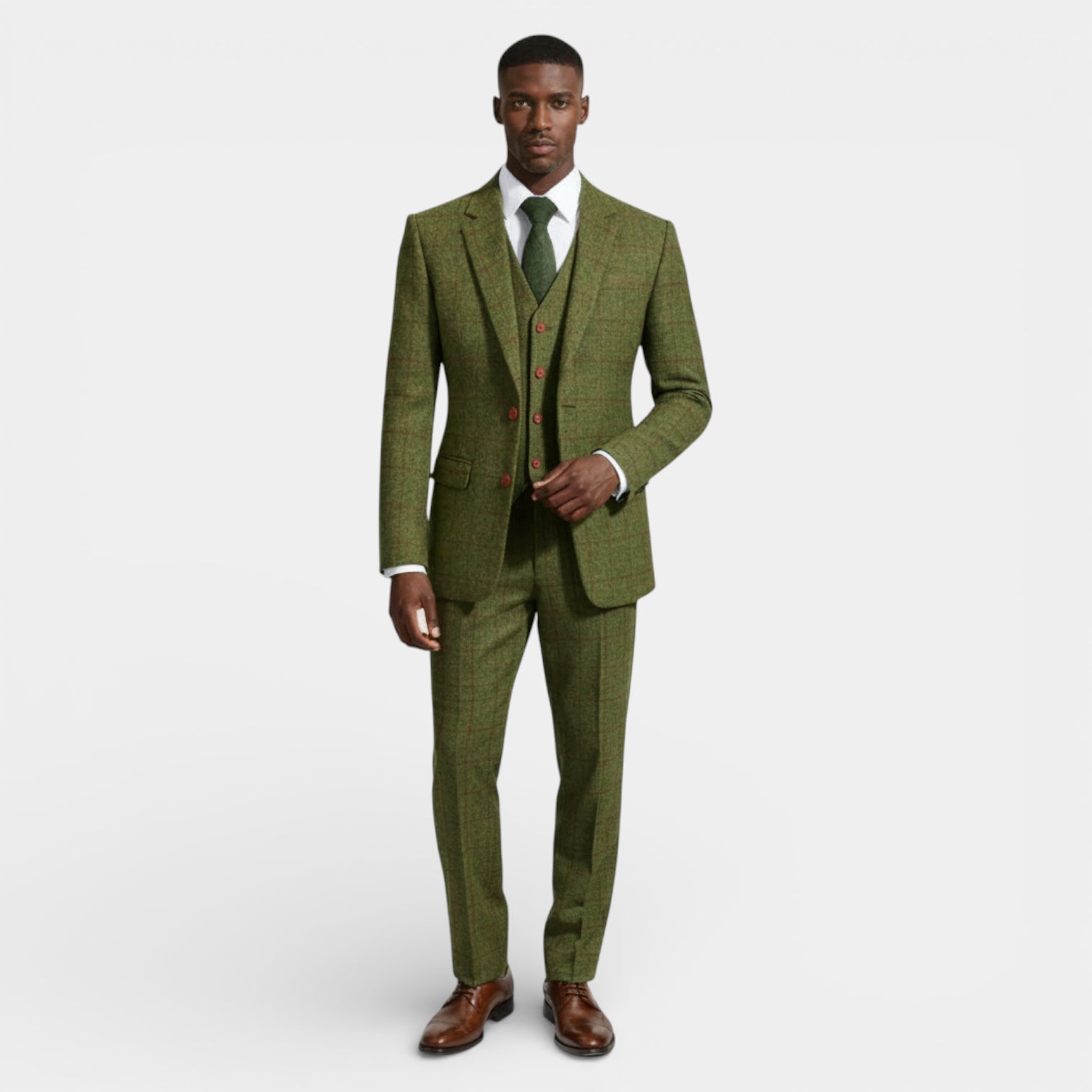 Vintares | Men’s Three Piece Suit Set Button Up Blazer Vest Trousers Checked