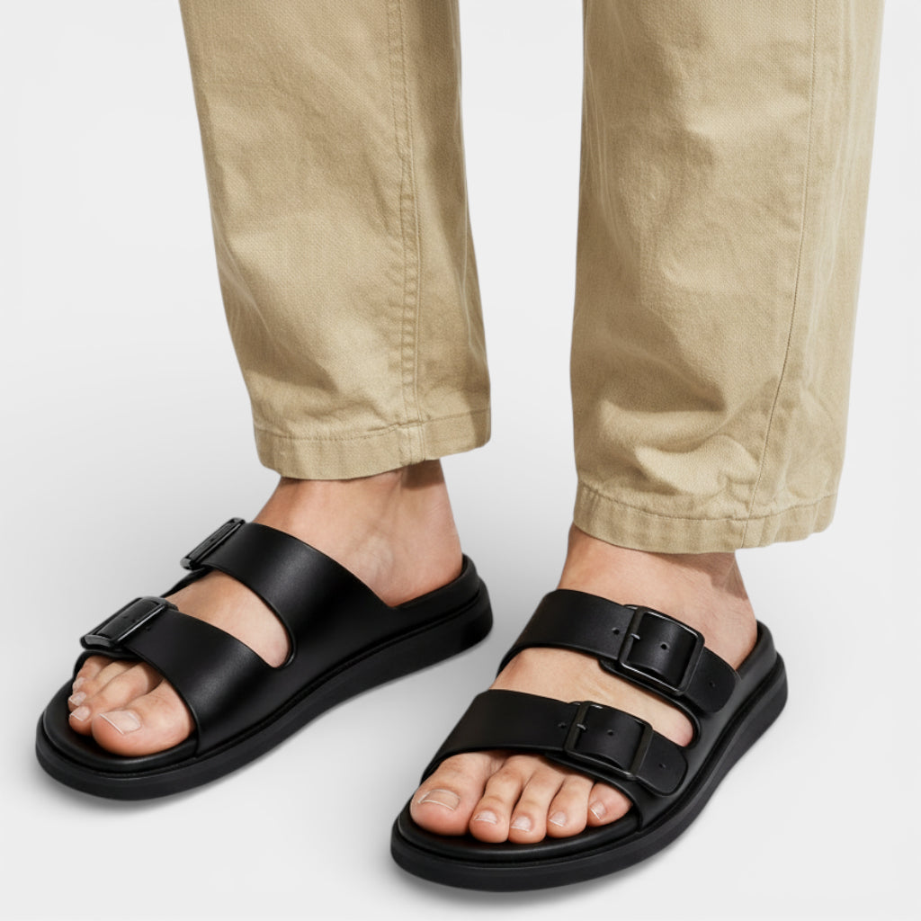 Vintares | Men’s Double Buckle Slide Sandals