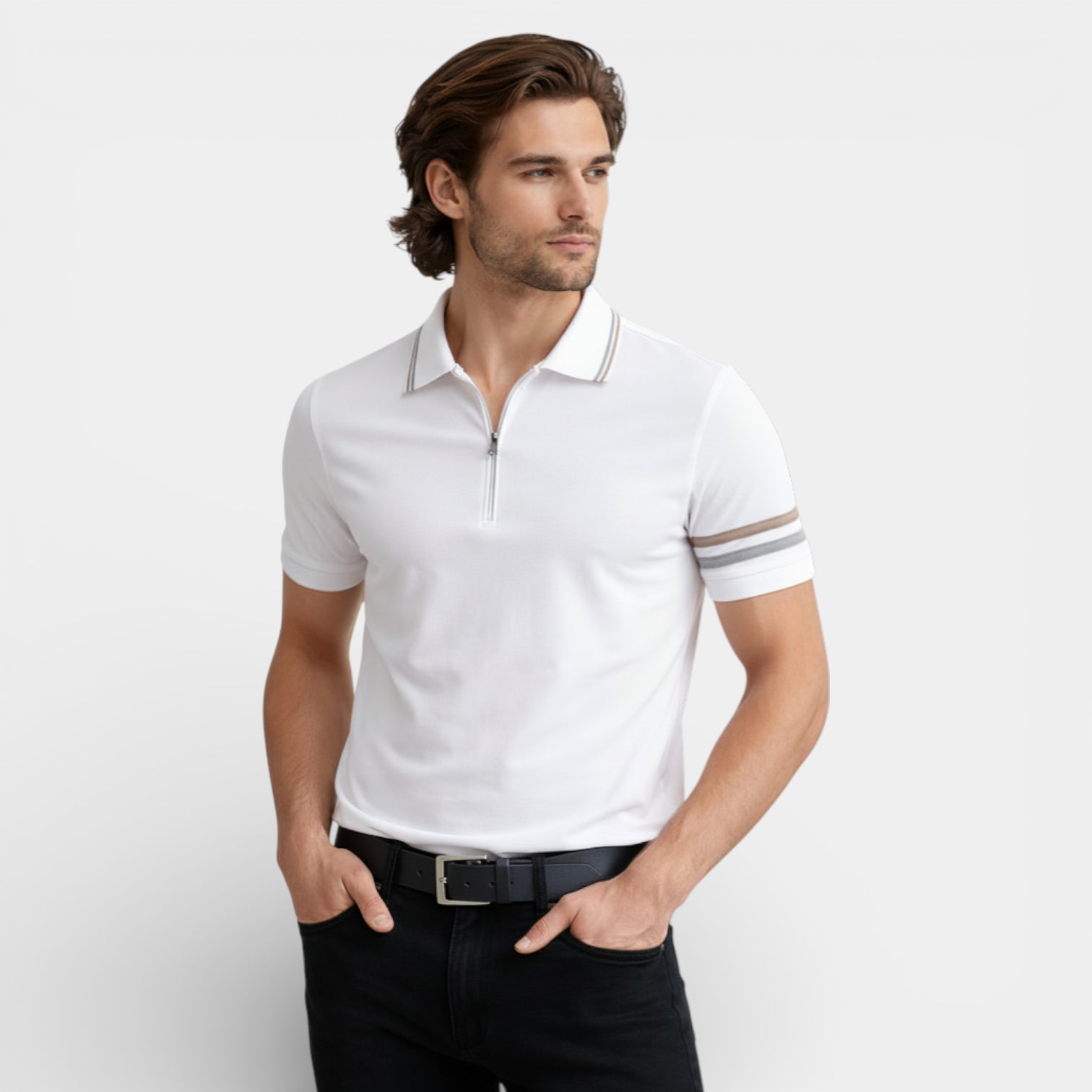 Vintares | Men’s Short Sleeve Polo Shirt Half Zip