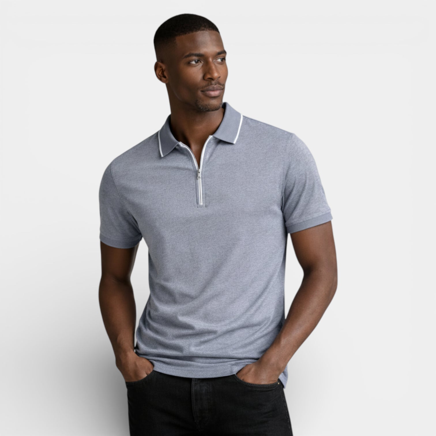 Vintares | Men’s Short Sleeve Polo Shirt Zip-Up