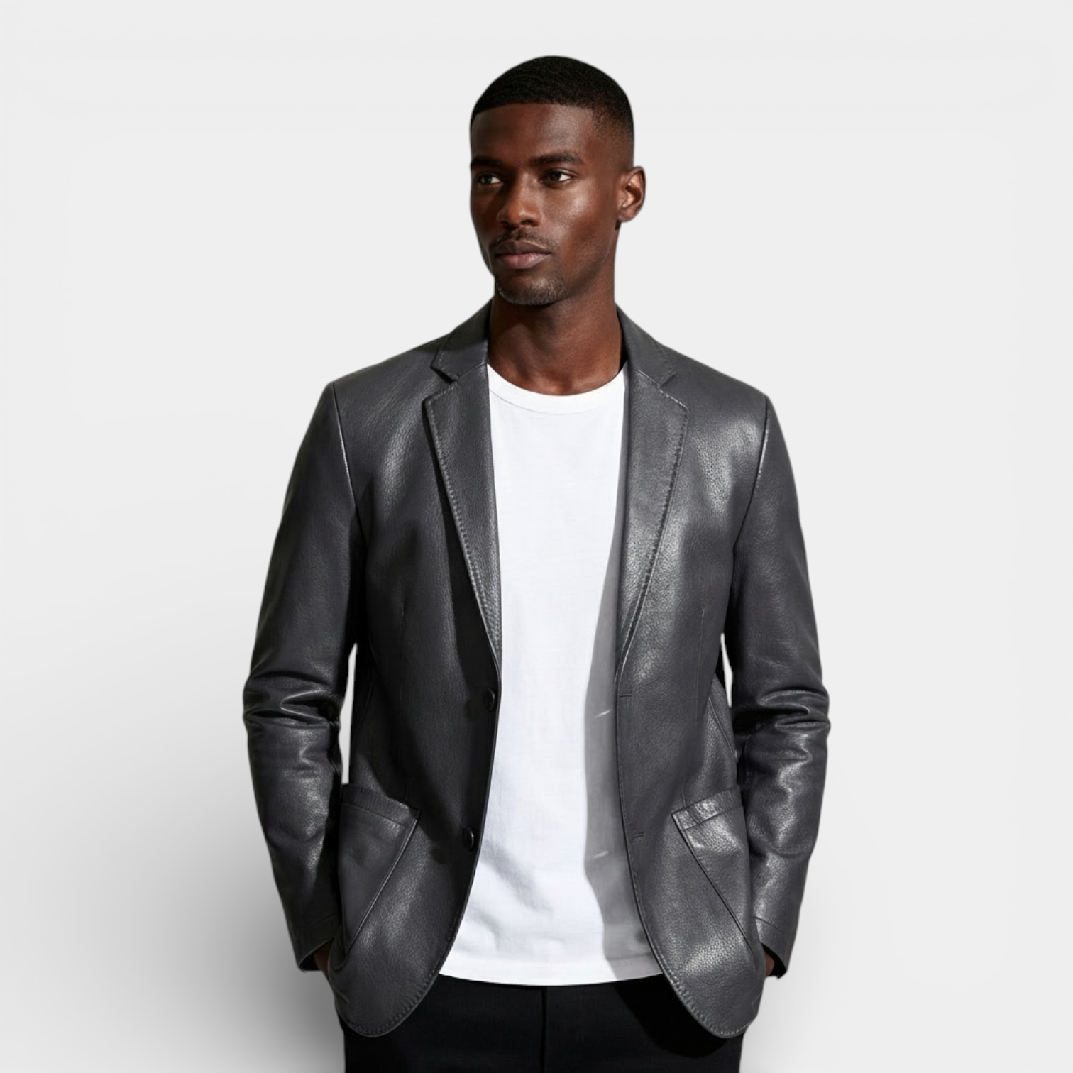 Structured Blazer Jacket Single-Breasted Regular Fit for Men