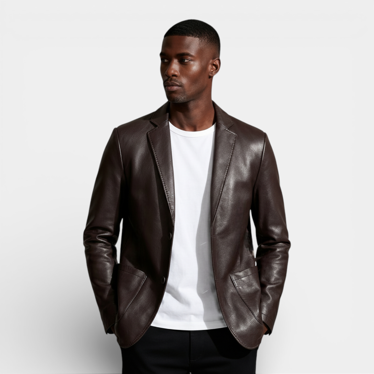 Structured Blazer Jacket Single-Breasted Regular Fit for Men