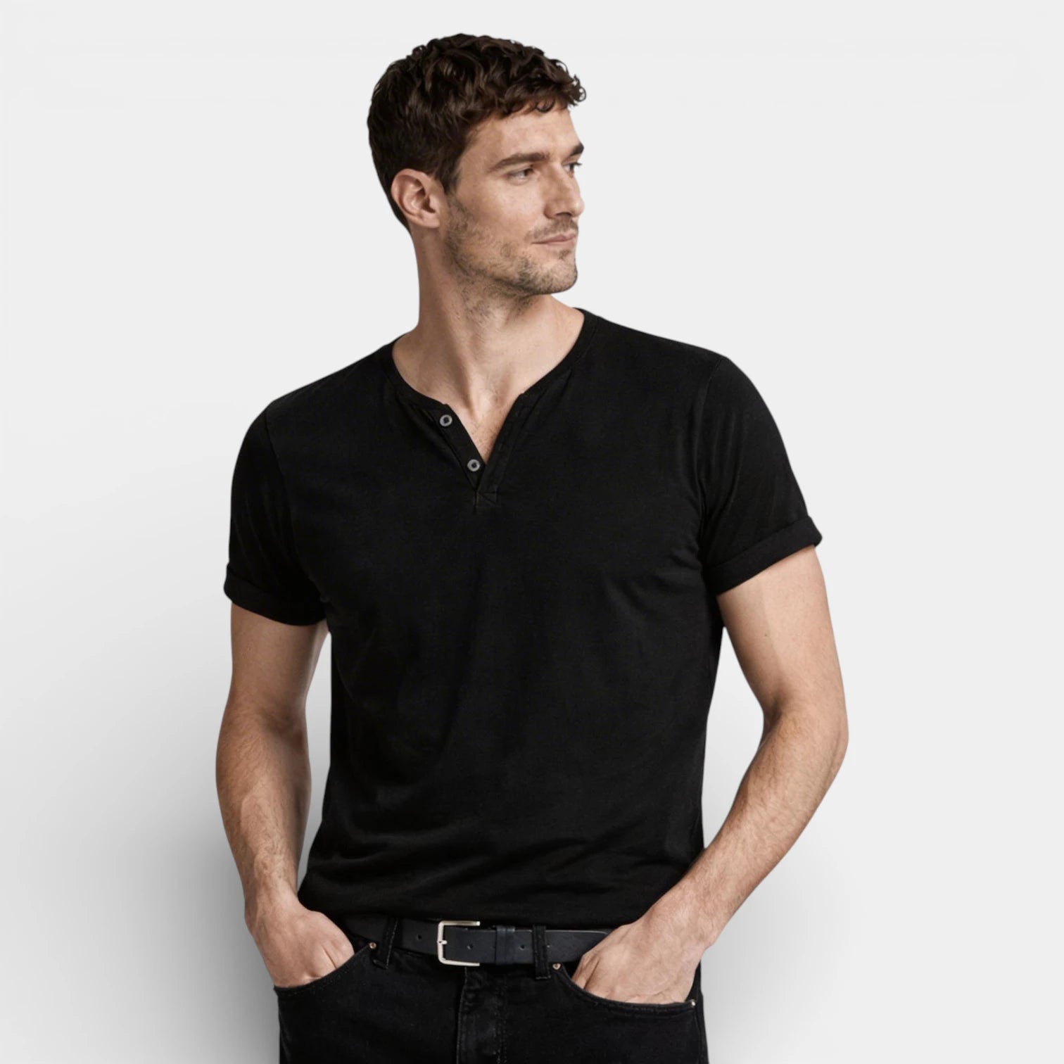 Henley T-Shirt Short Sleeve Regular Fit for Men