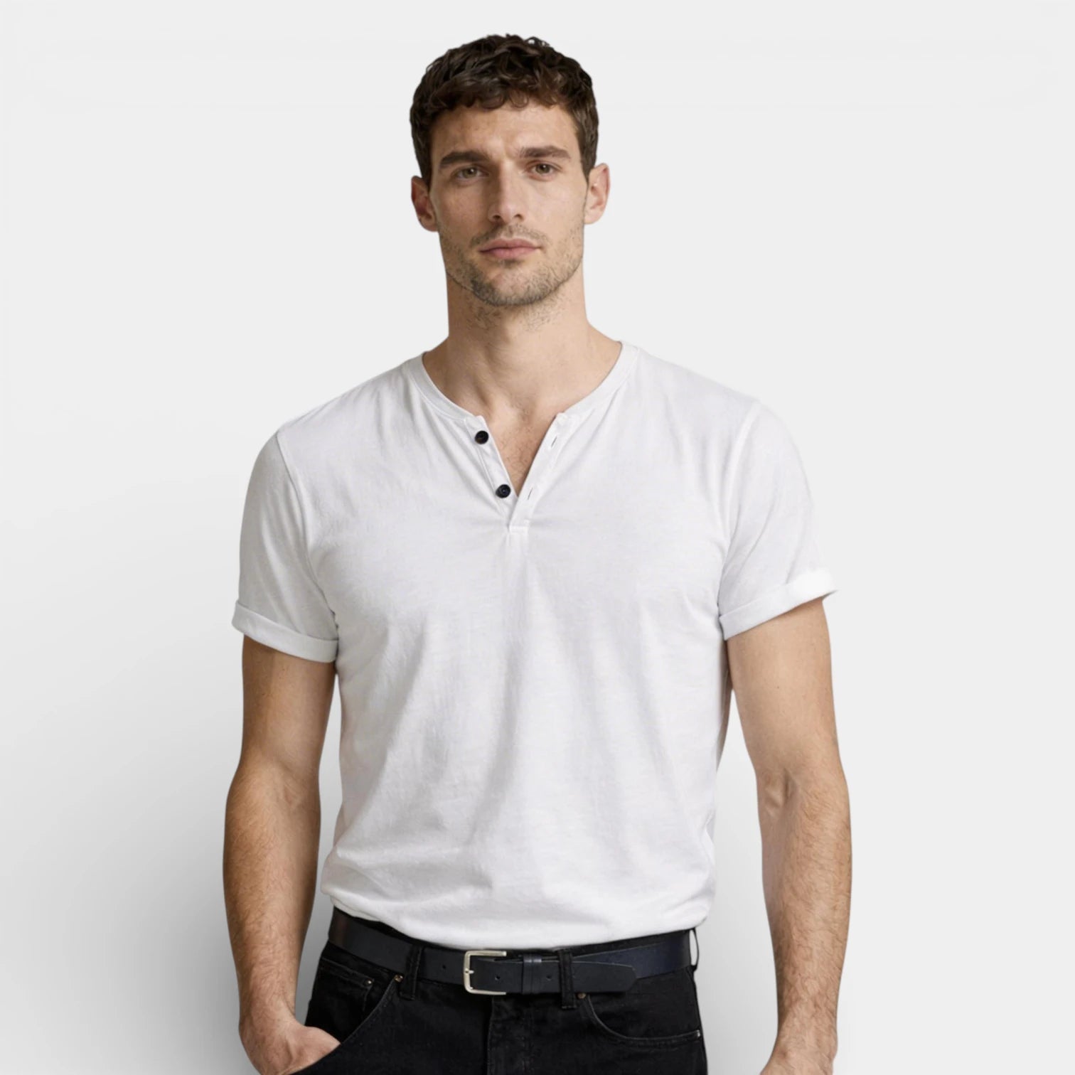Henley T-Shirt Short Sleeve Regular Fit for Men