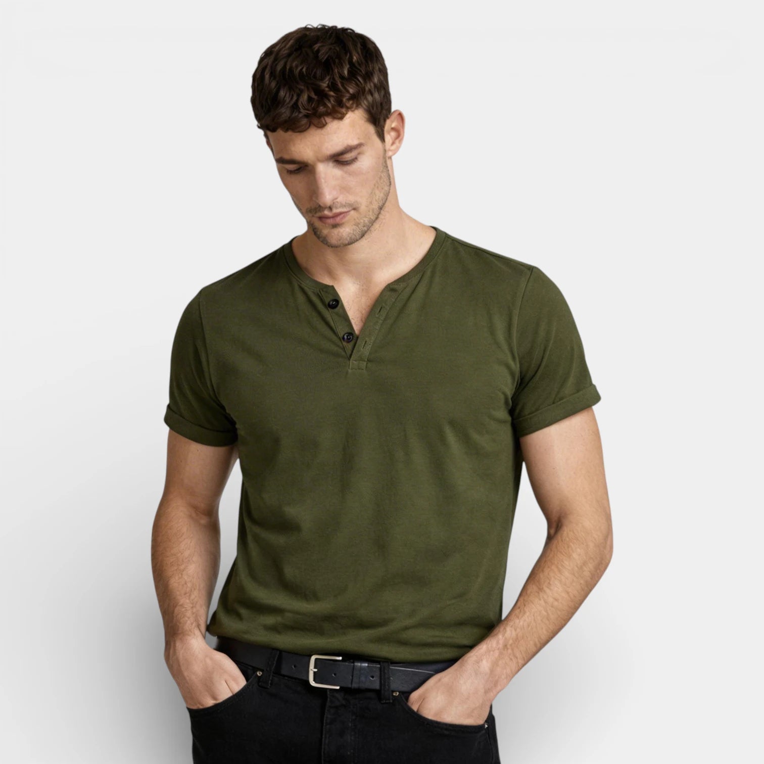 Henley T-Shirt Short Sleeve Regular Fit for Men