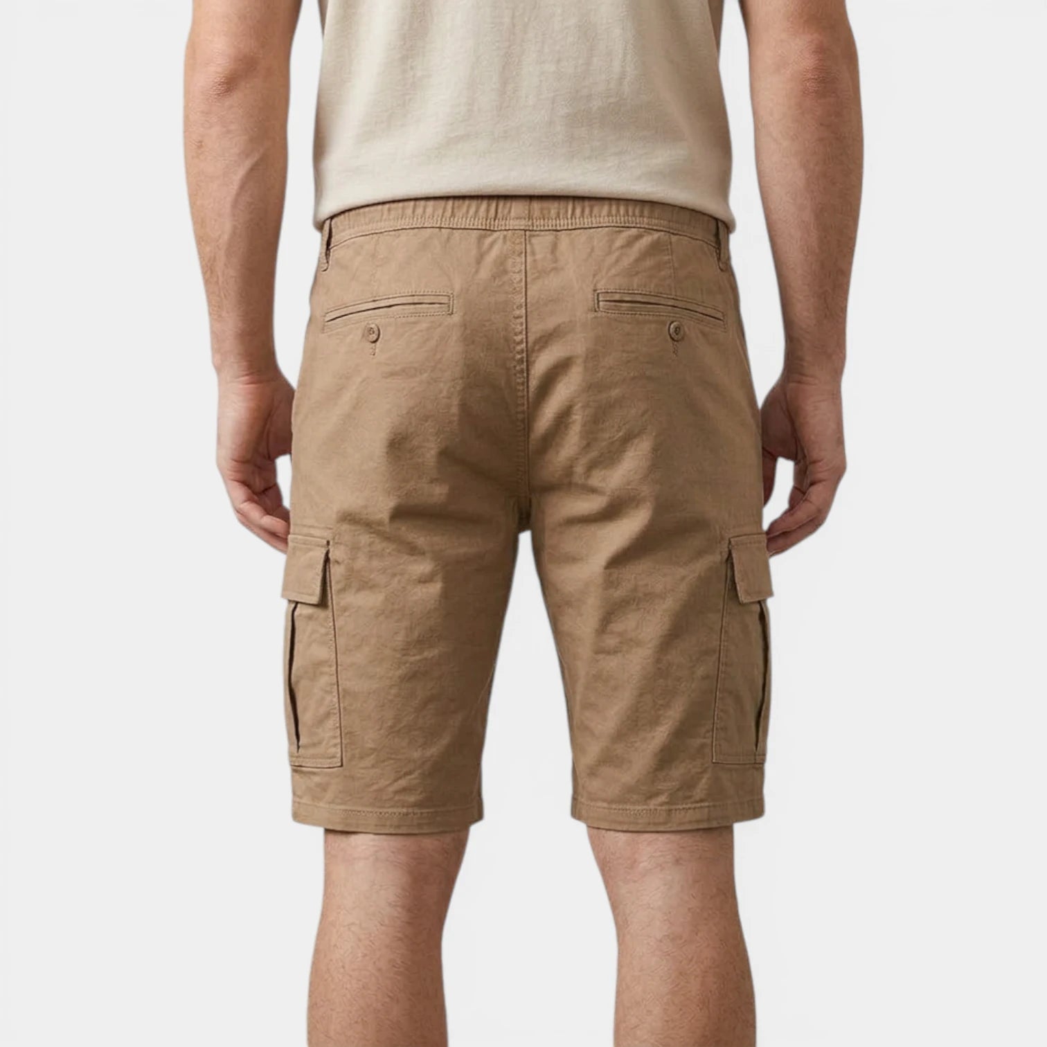 Cargo Shorts Twin Flap Pockets Drawstring Waist for Men