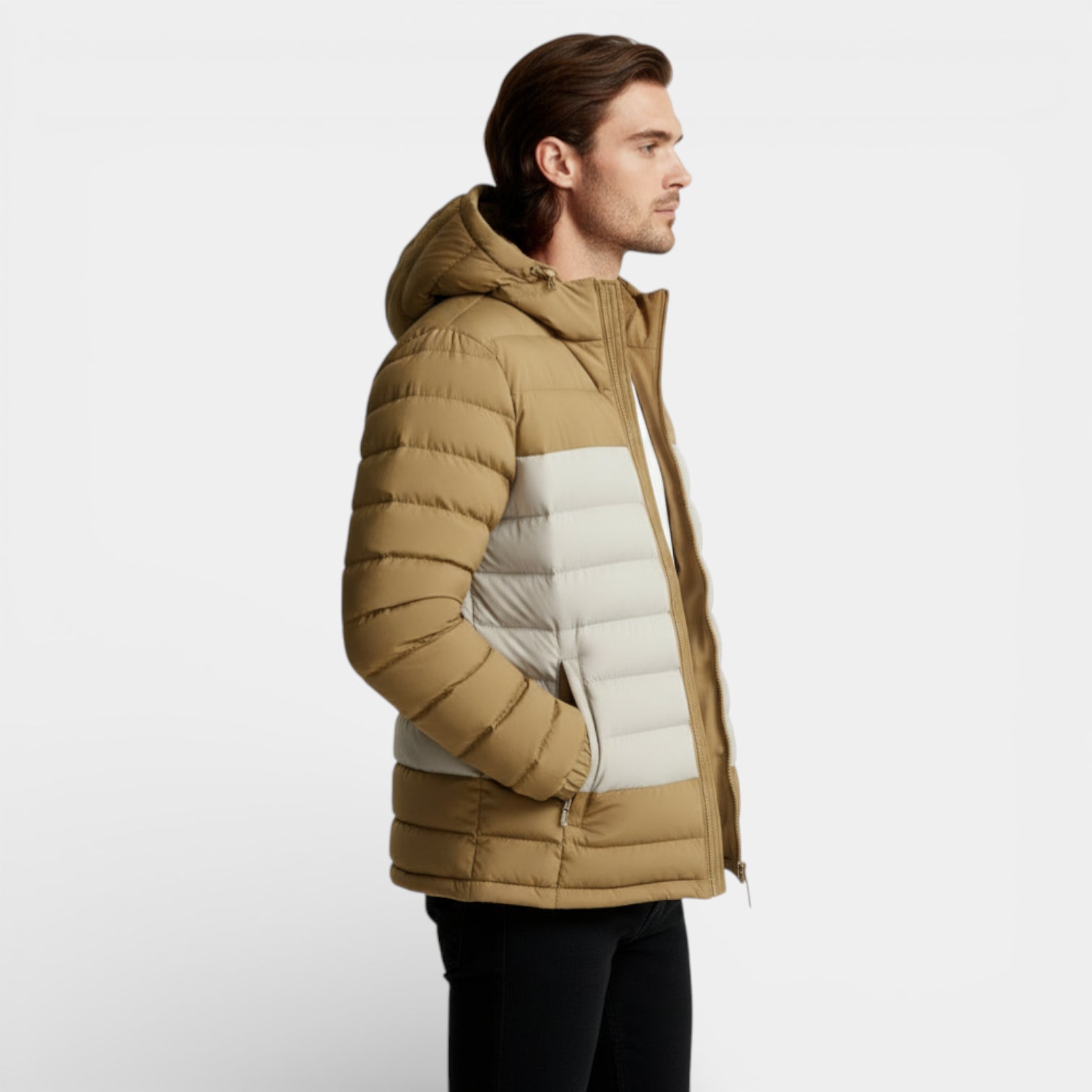 Vintares | Men’s Lightweight Zip-Up Hooded Quilted Puffer Jacket