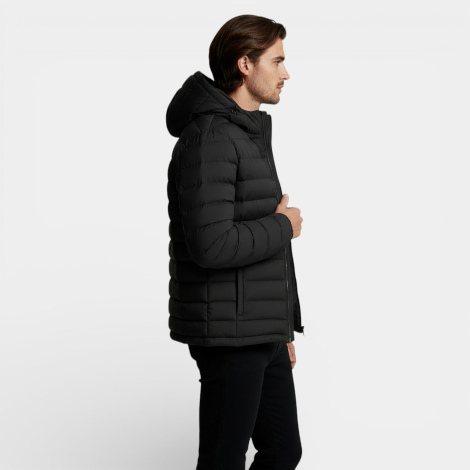 Vintares | Men’s Lightweight Zip-Up Hooded Quilted Puffer Jacket