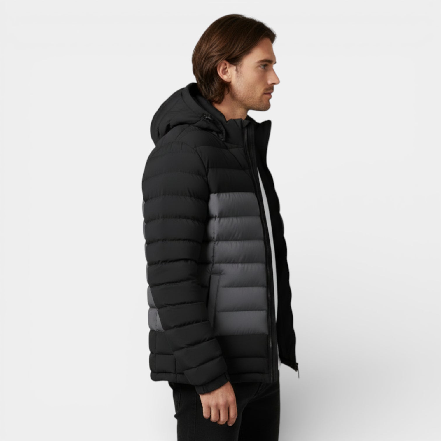 Vintares | Men’s Lightweight Zip-Up Hooded Quilted Puffer Jacket