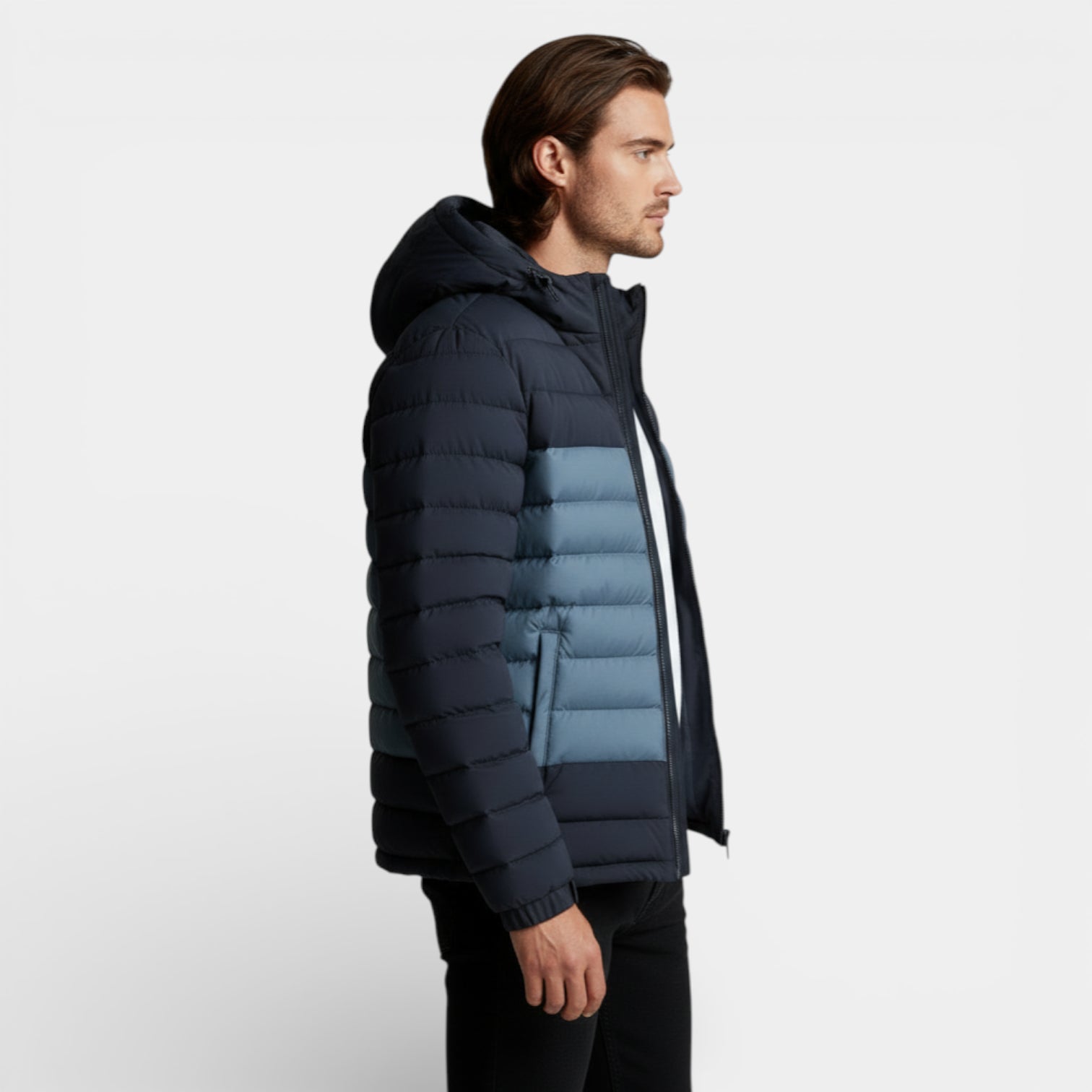 Vintares | Men’s Lightweight Zip-Up Hooded Quilted Puffer Jacket