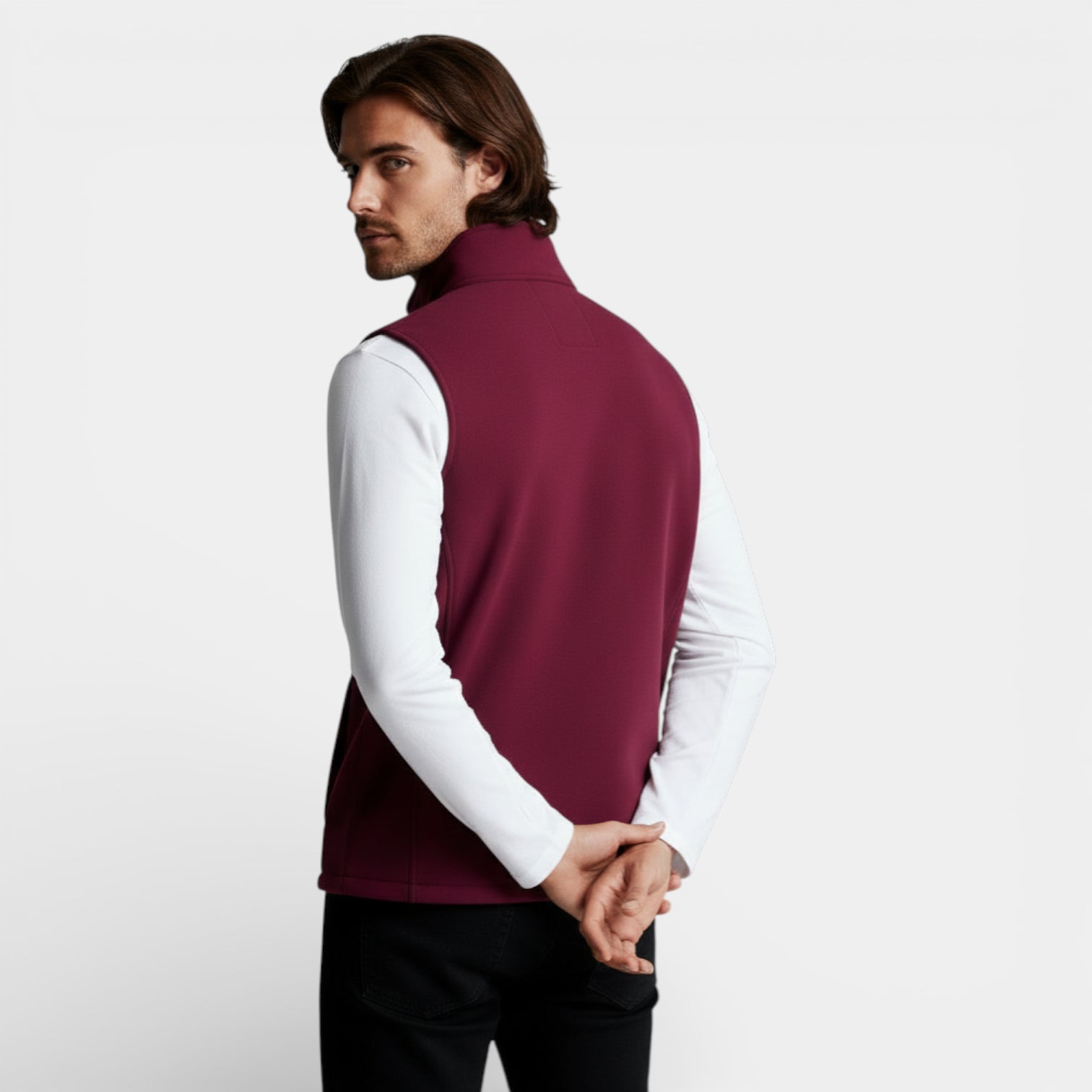 Zip-Up Stand Collar Textured Vest Regular Fit for Men