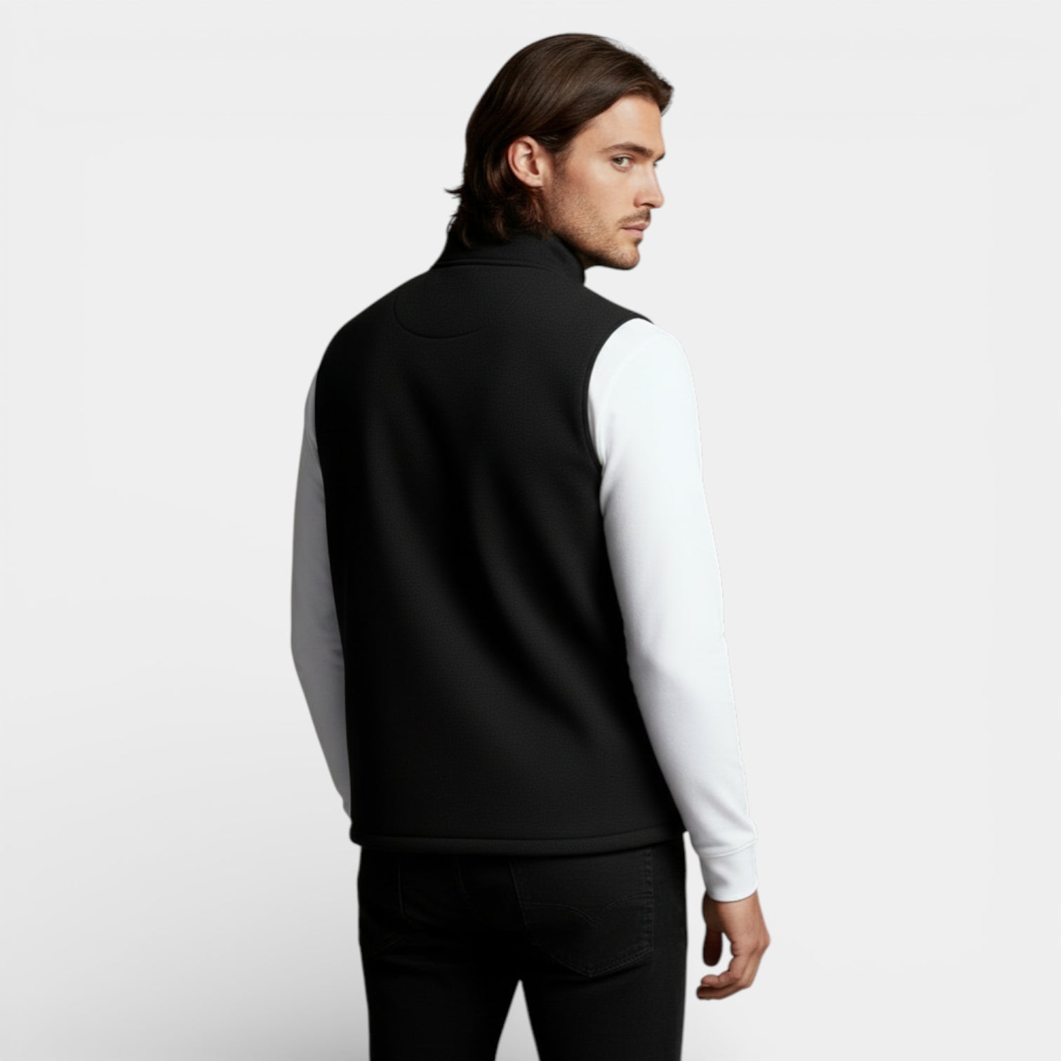 Zip-Up Stand Collar Textured Vest Regular Fit for Men