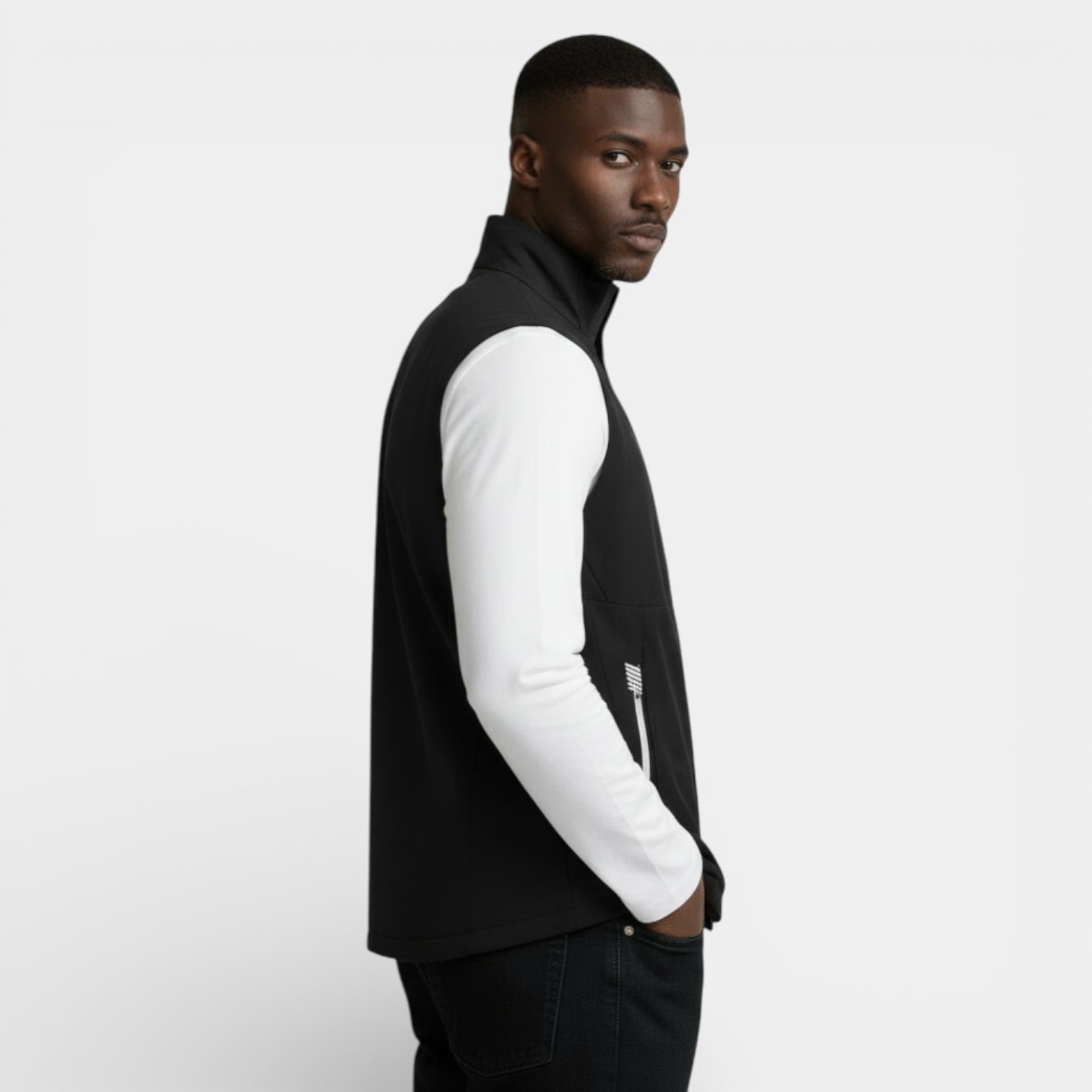 Vintares | Men’s Slim Zip-Up Vest - Stand Collar