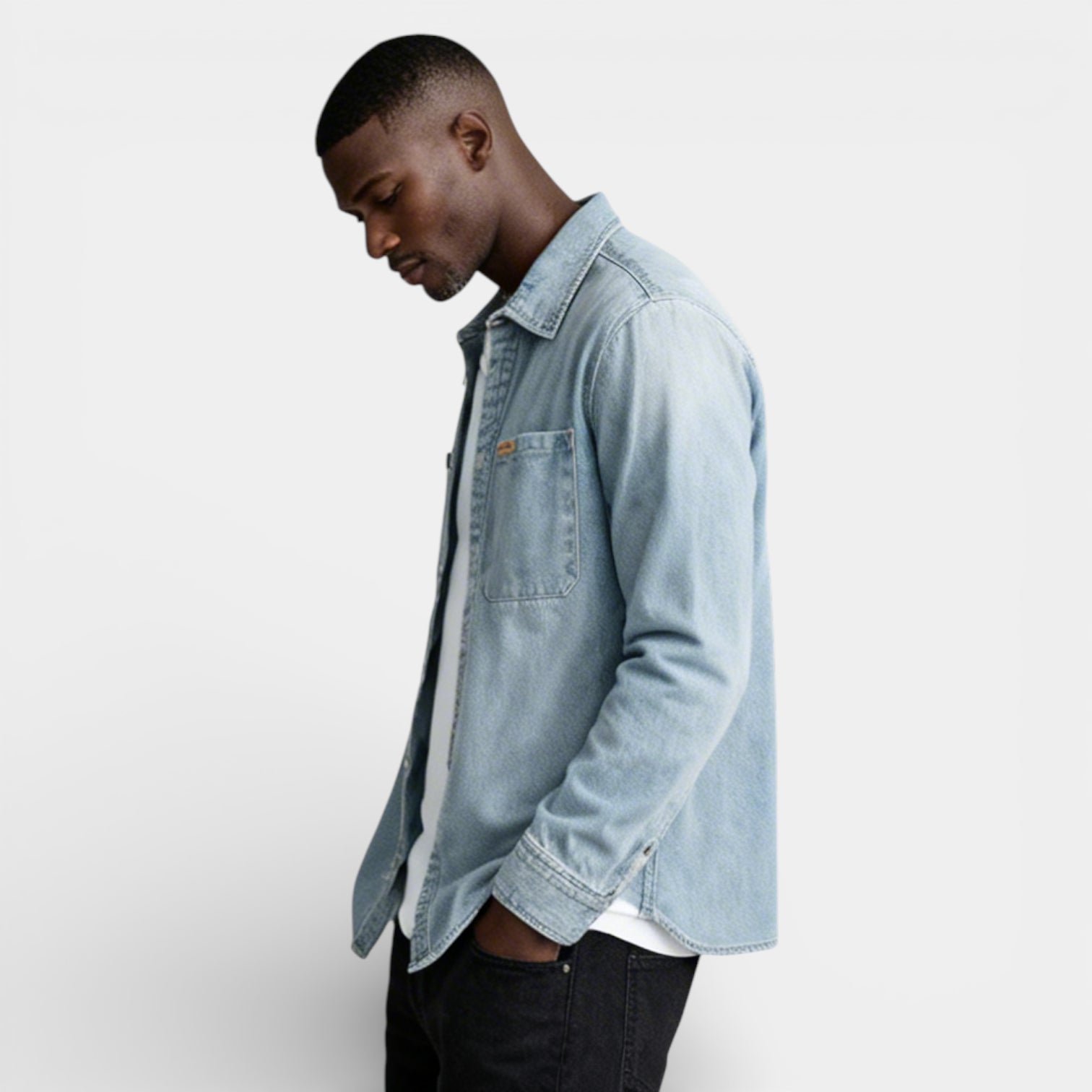 Vintares | Men’s Button-Up Denim Shirt Jacket
