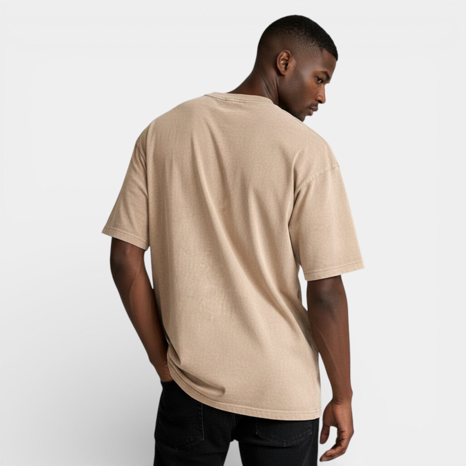 Washed Short Sleeve Pullover Tee Relaxed Fit for Men