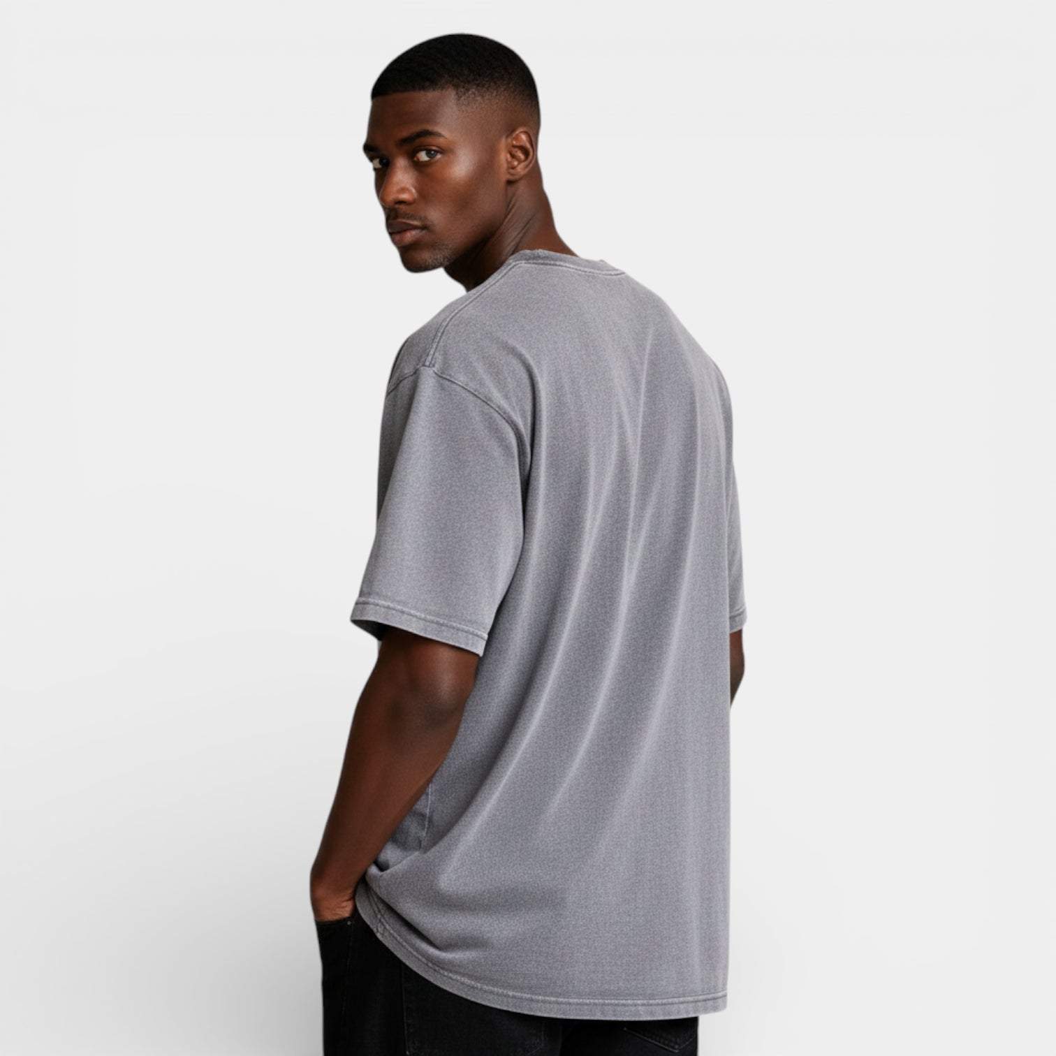 Washed Short Sleeve Pullover Tee Relaxed Fit for Men