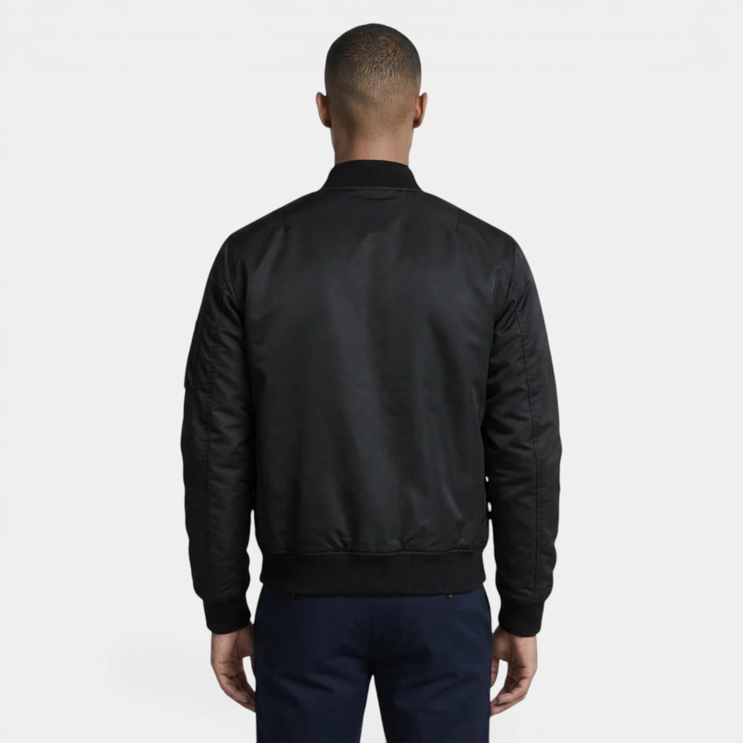 Slim Fit Zip-Up Bomber Jacket Ribbed for Men