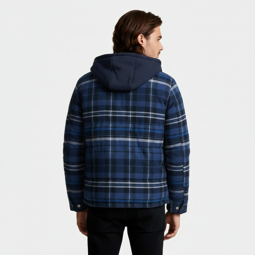 Hooded Quilted Shirt Jacket Regular Fit for Men