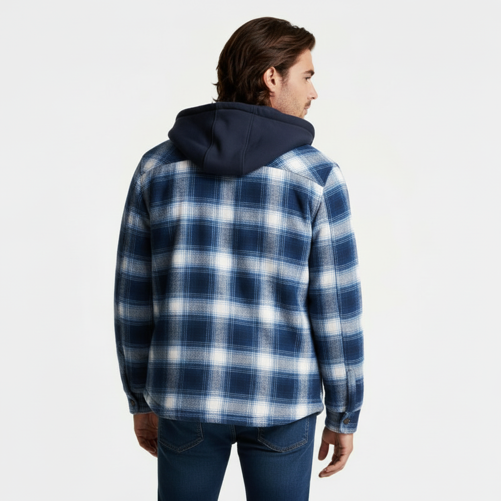 Hooded Quilted Shirt Jacket Regular Fit for Men