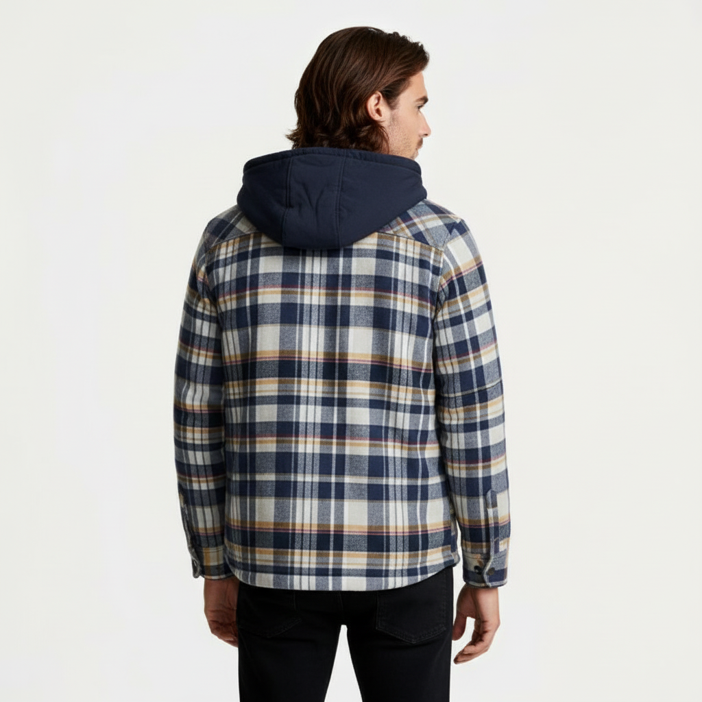 Hooded Quilted Shirt Jacket Regular Fit for Men