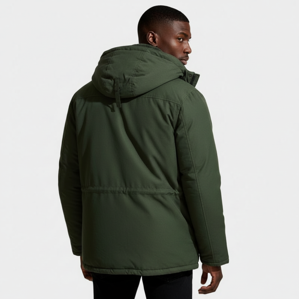 Hooded Utility Jacket Fleece Lined Regular Fit for Men