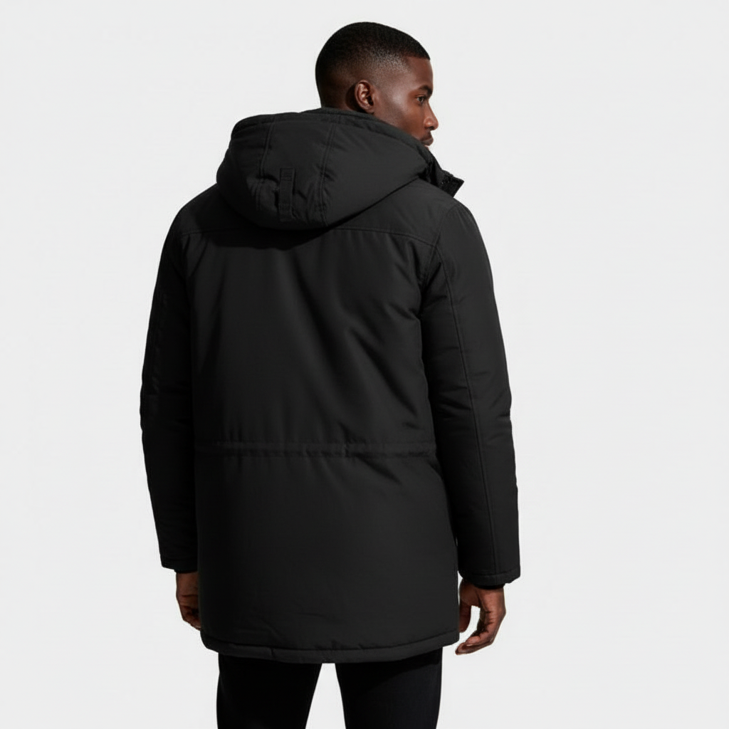 Hooded Utility Jacket Fleece Lined Regular Fit for Men