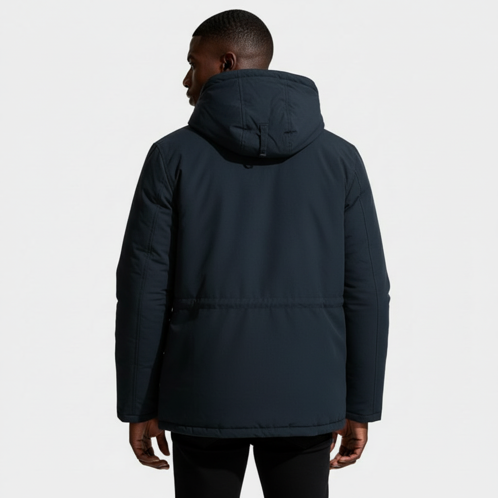 Hooded Utility Jacket Fleece Lined Regular Fit for Men