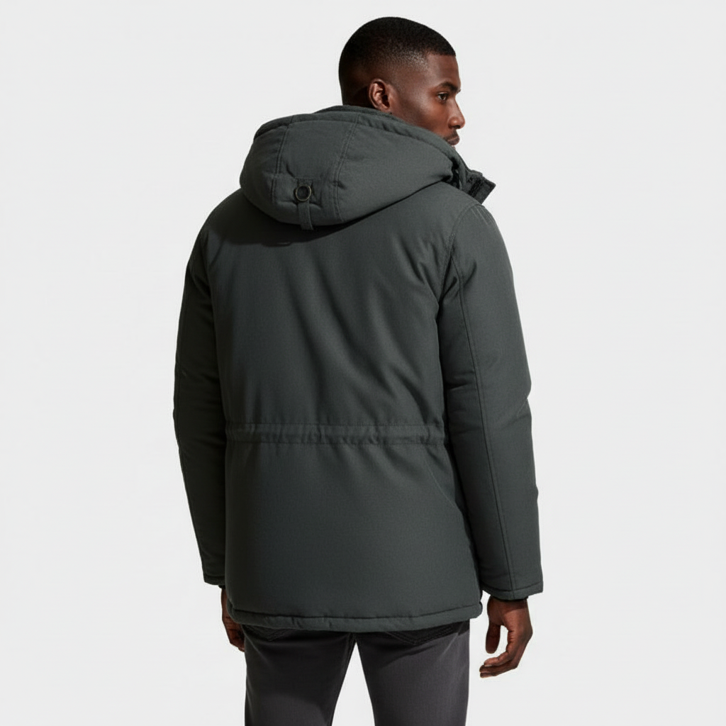 Hooded Utility Jacket Fleece Lined Regular Fit for Men