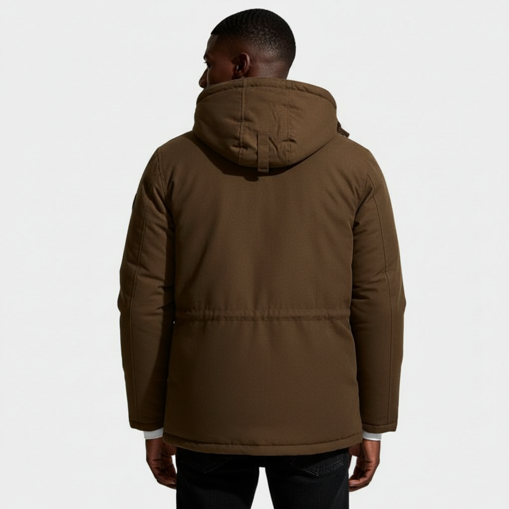 Hooded Utility Jacket Fleece Lined Regular Fit for Men