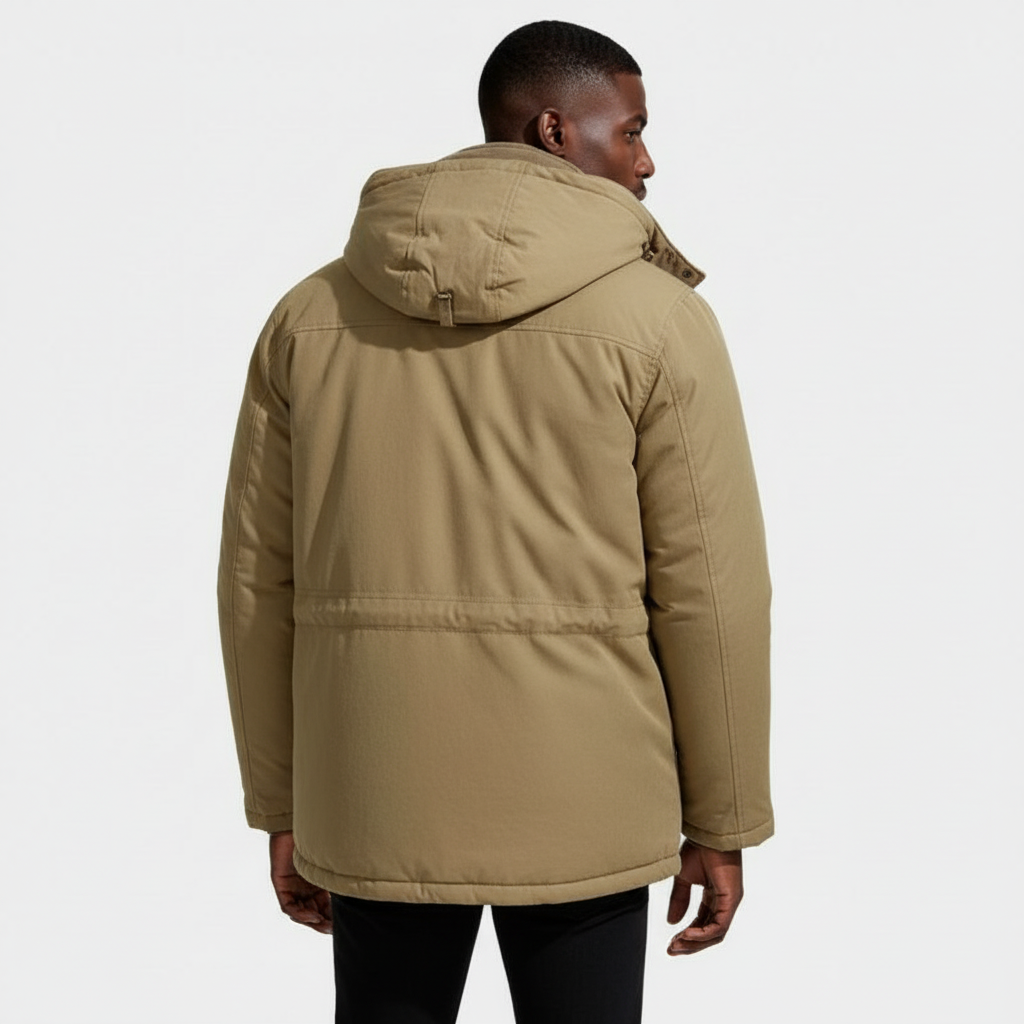 Hooded Utility Jacket Fleece Lined Regular Fit for Men