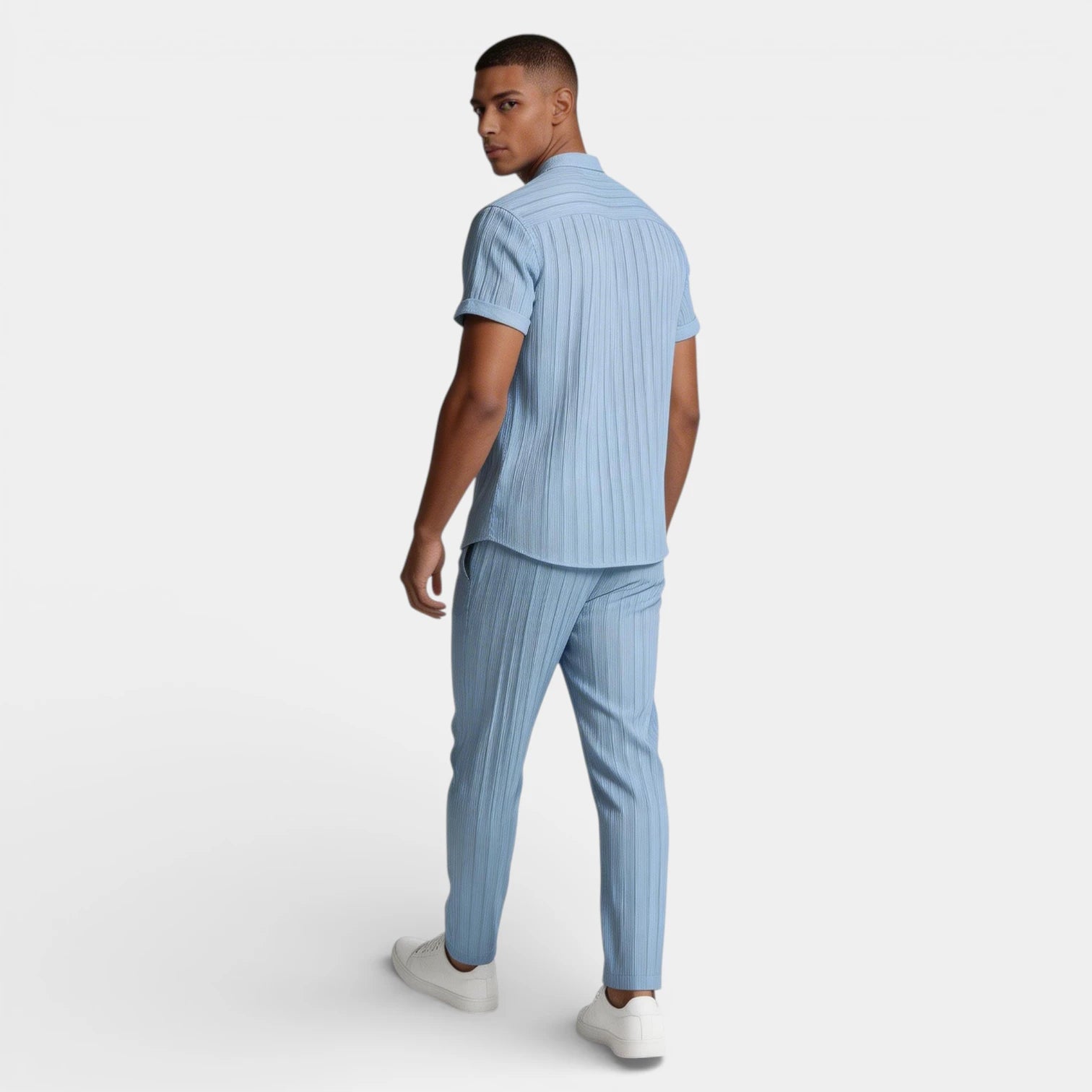 Vintares | Men’s Button-Up Shirt and Straight Leg Pants - Two Piece Set