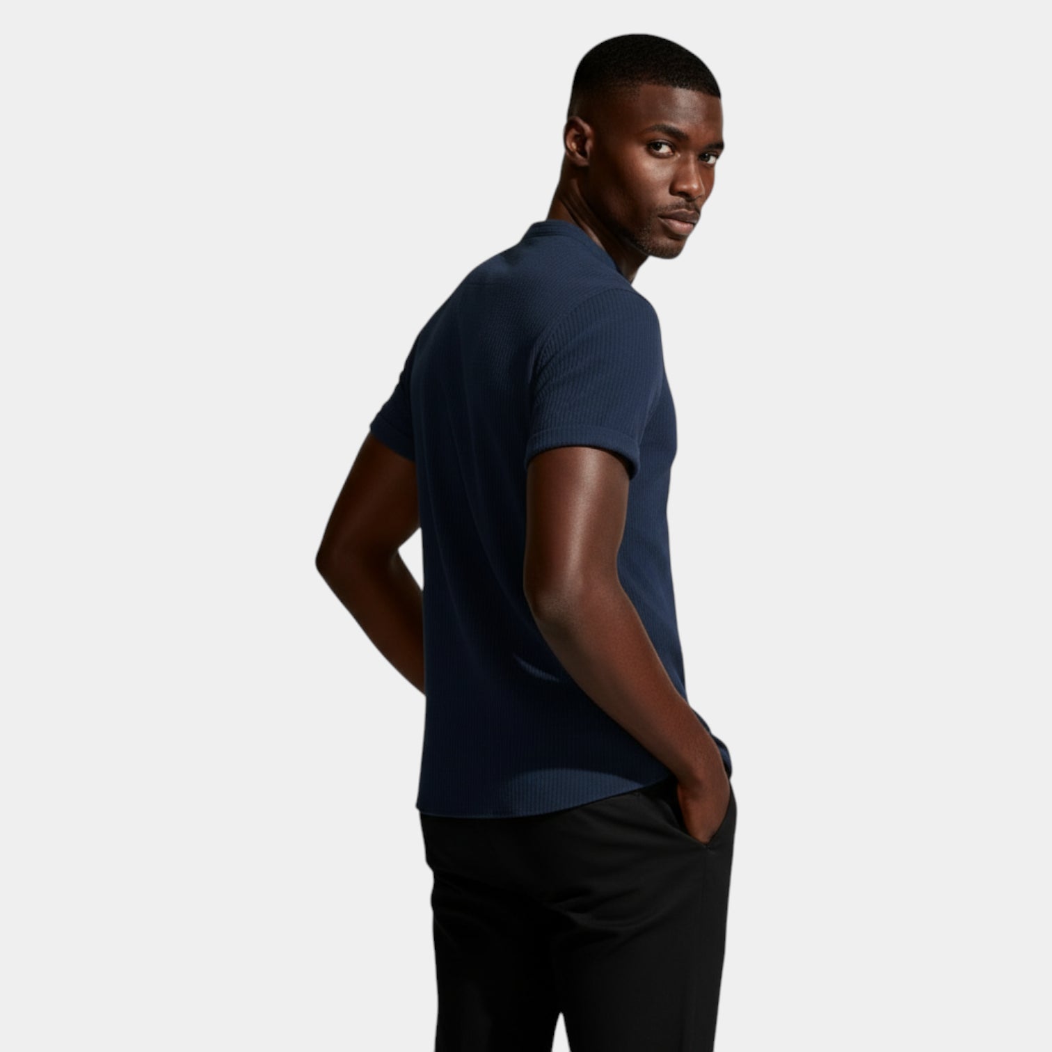 Textured Short Sleeve Button-Up Shirt Regular Fit for Men