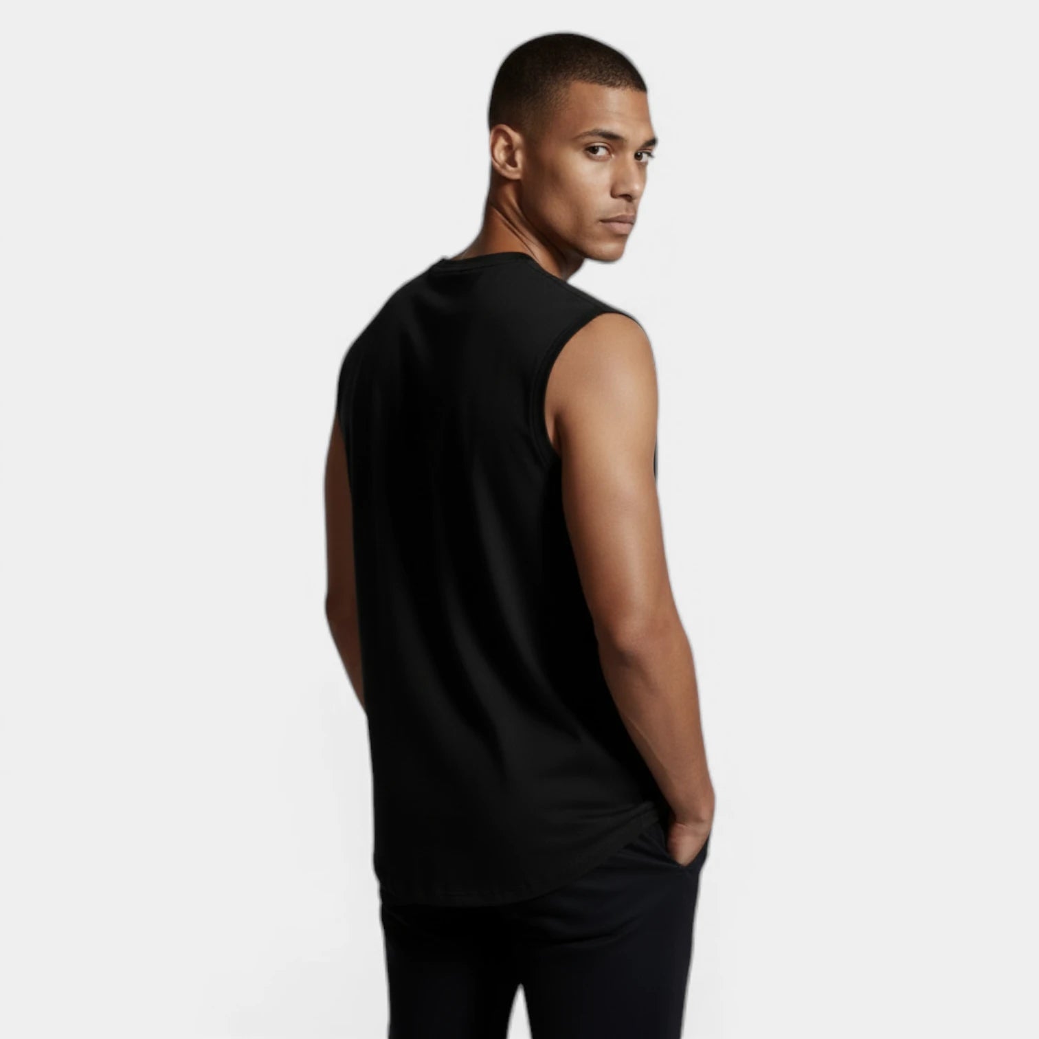 Vintares | Men’s Sleeveless Crewneck Tank with Curved Hem