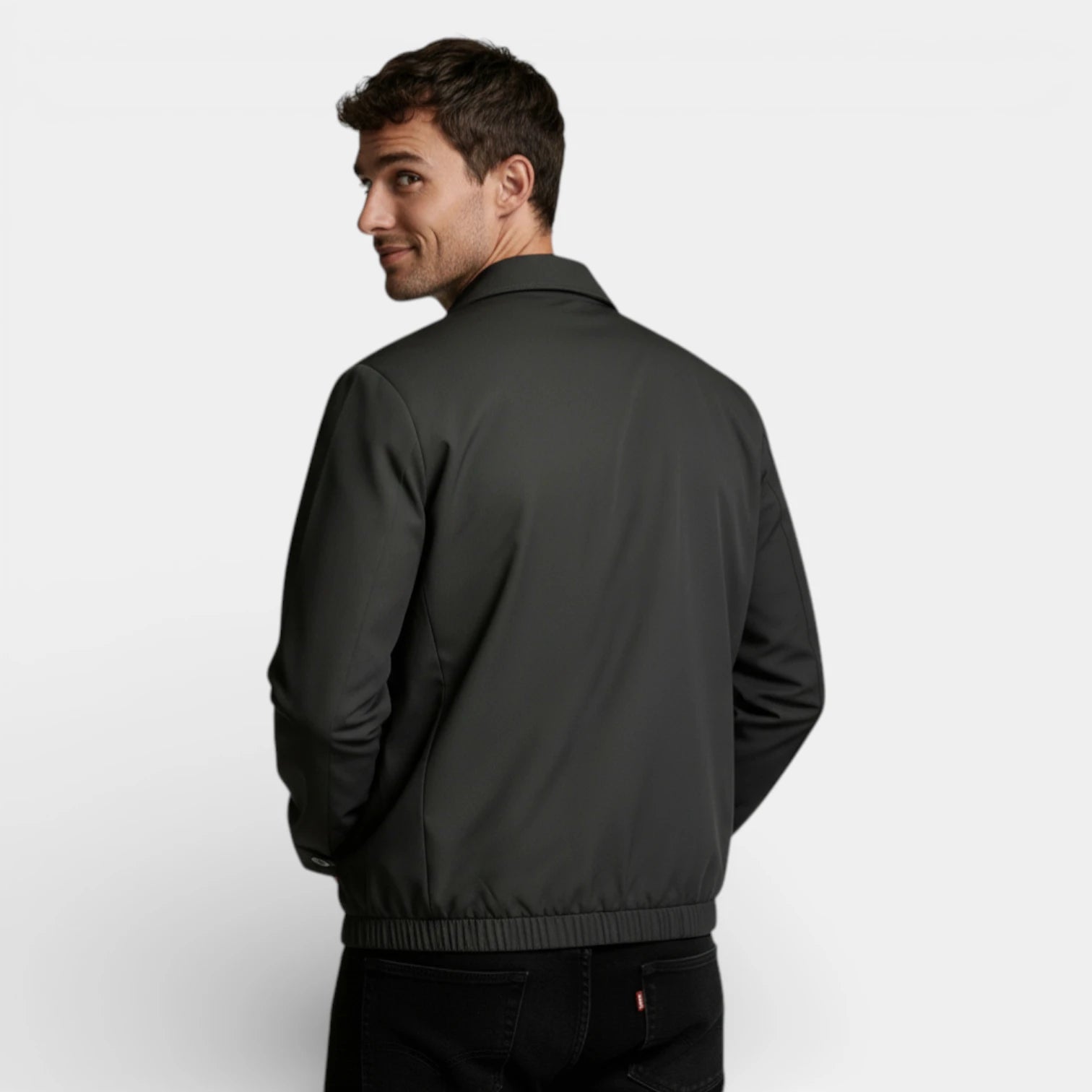 Vintares | Men’s Minimal Zip Up Jacket - Polo Collar