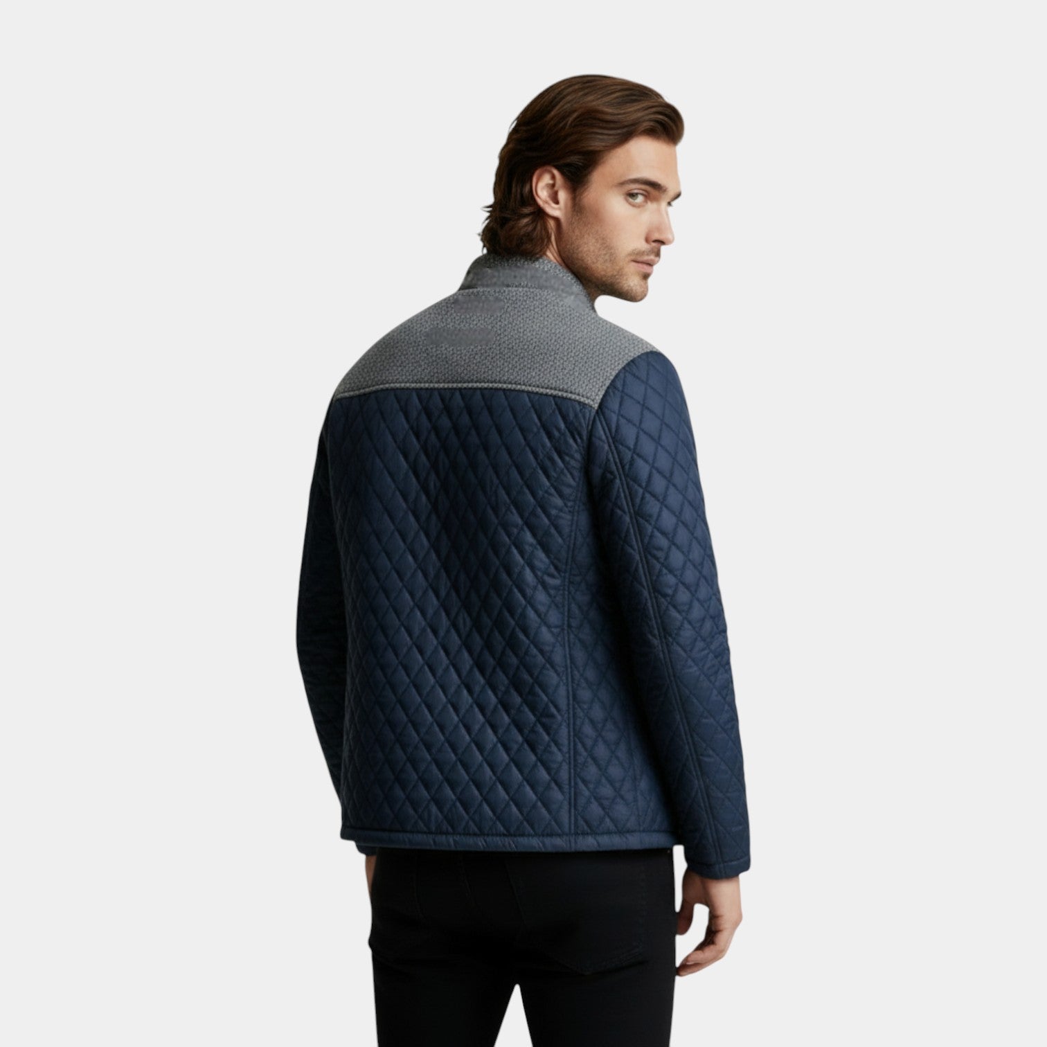 Quilted Jacket Regular Fit Zip-Up Lightweight for Men