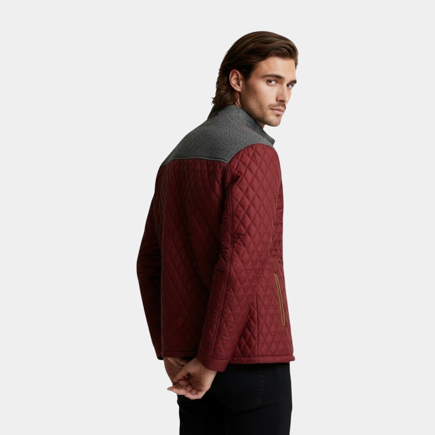 Quilted Jacket Regular Fit Zip-Up Lightweight for Men