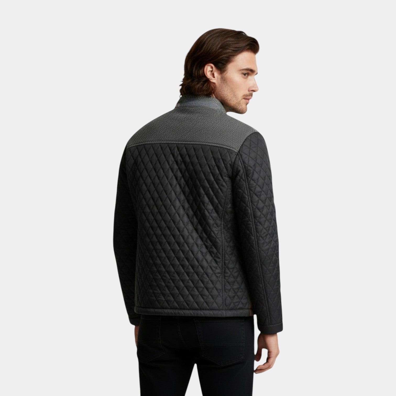 Quilted Jacket Regular Fit Zip-Up Lightweight for Men