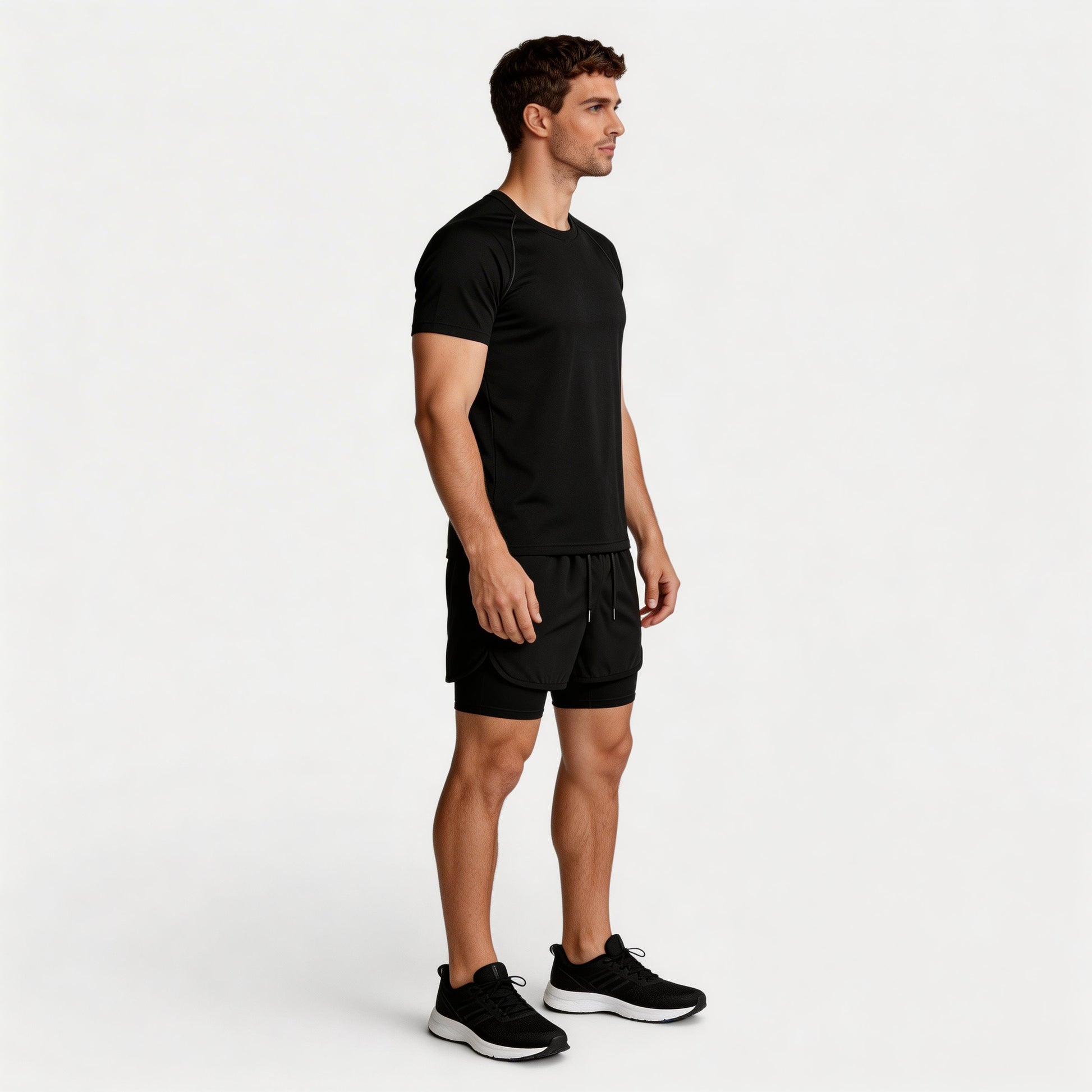 Vintares | Men’s Two Piece Athletic T-Shirt and Layered Drawstring Shorts Set
