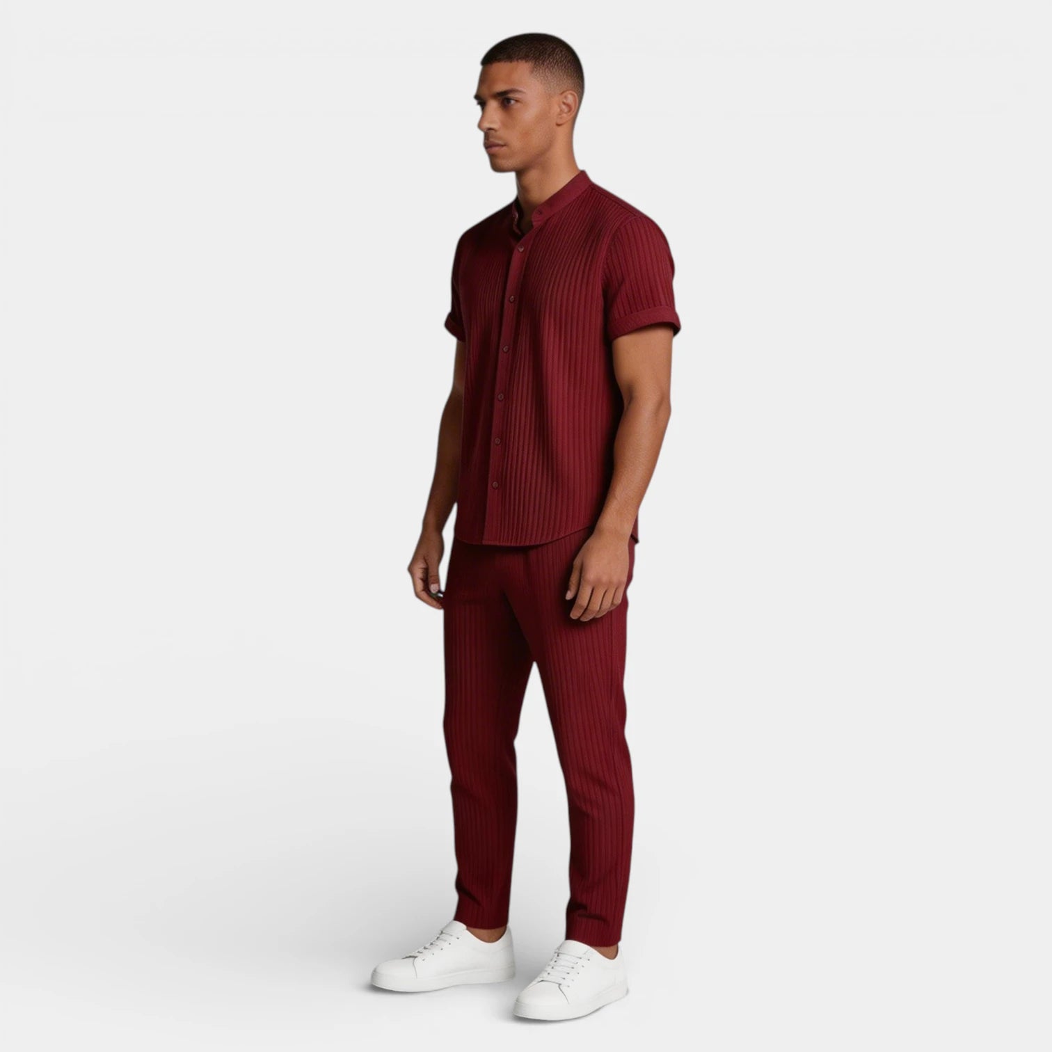 Vintares | Men’s Button-Up Shirt and Straight Leg Pants - Two Piece Set