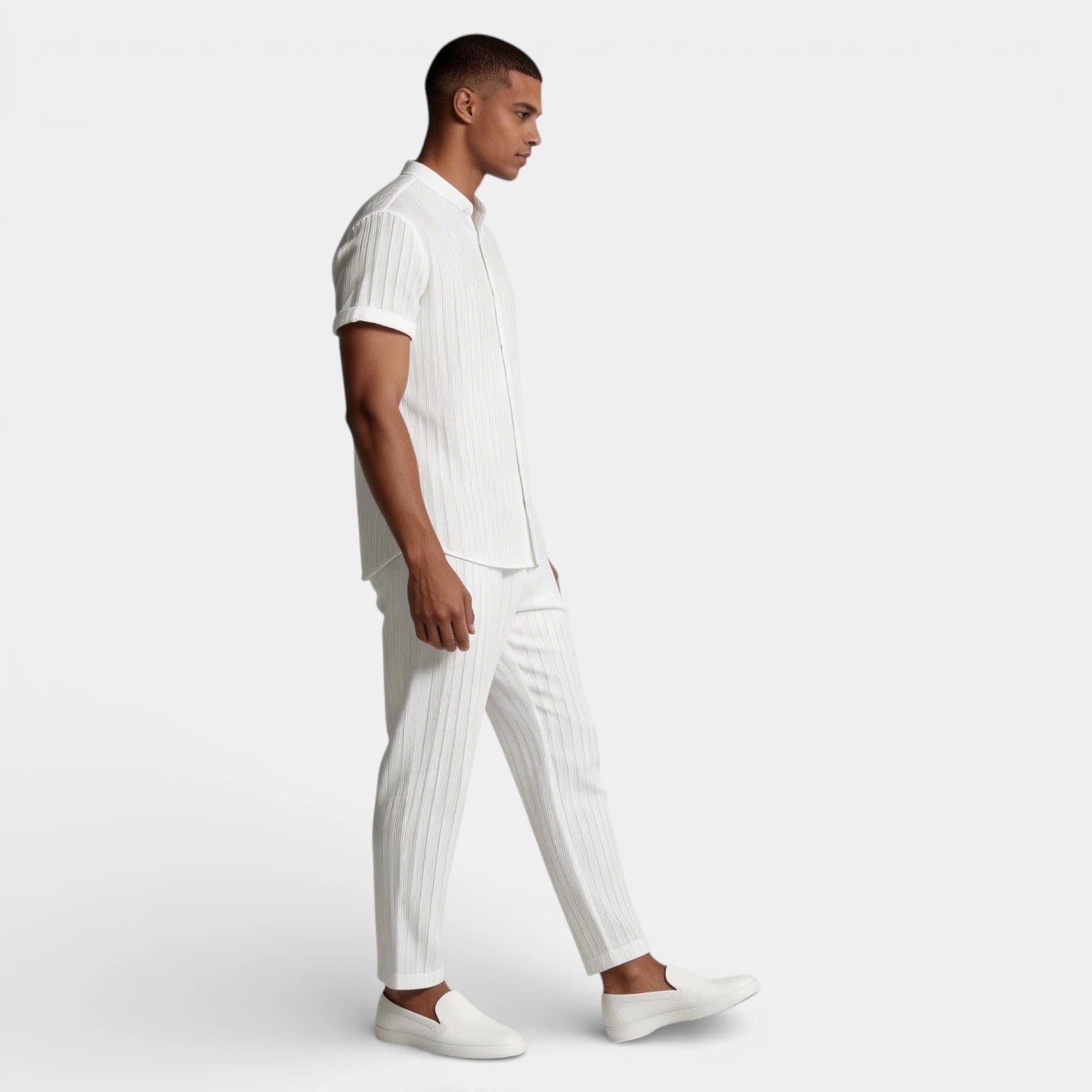 Vintares | Men’s Button-Up Shirt and Straight Leg Pants - Two Piece Set