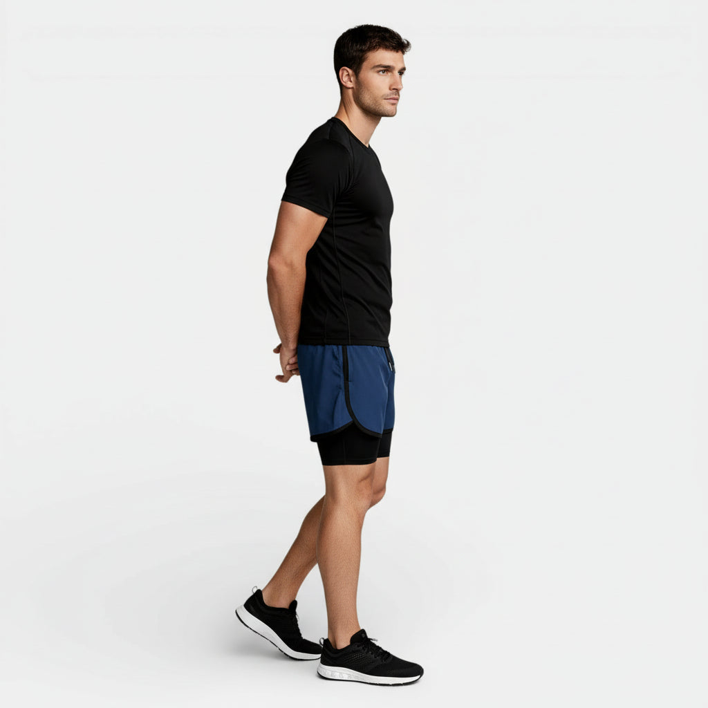 Vintares | Men’s Two Piece Athletic T-Shirt and Layered Drawstring Shorts Set