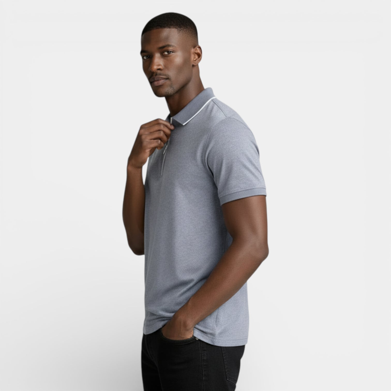 Vintares | Men’s Short Sleeve Polo Shirt Zip-Up