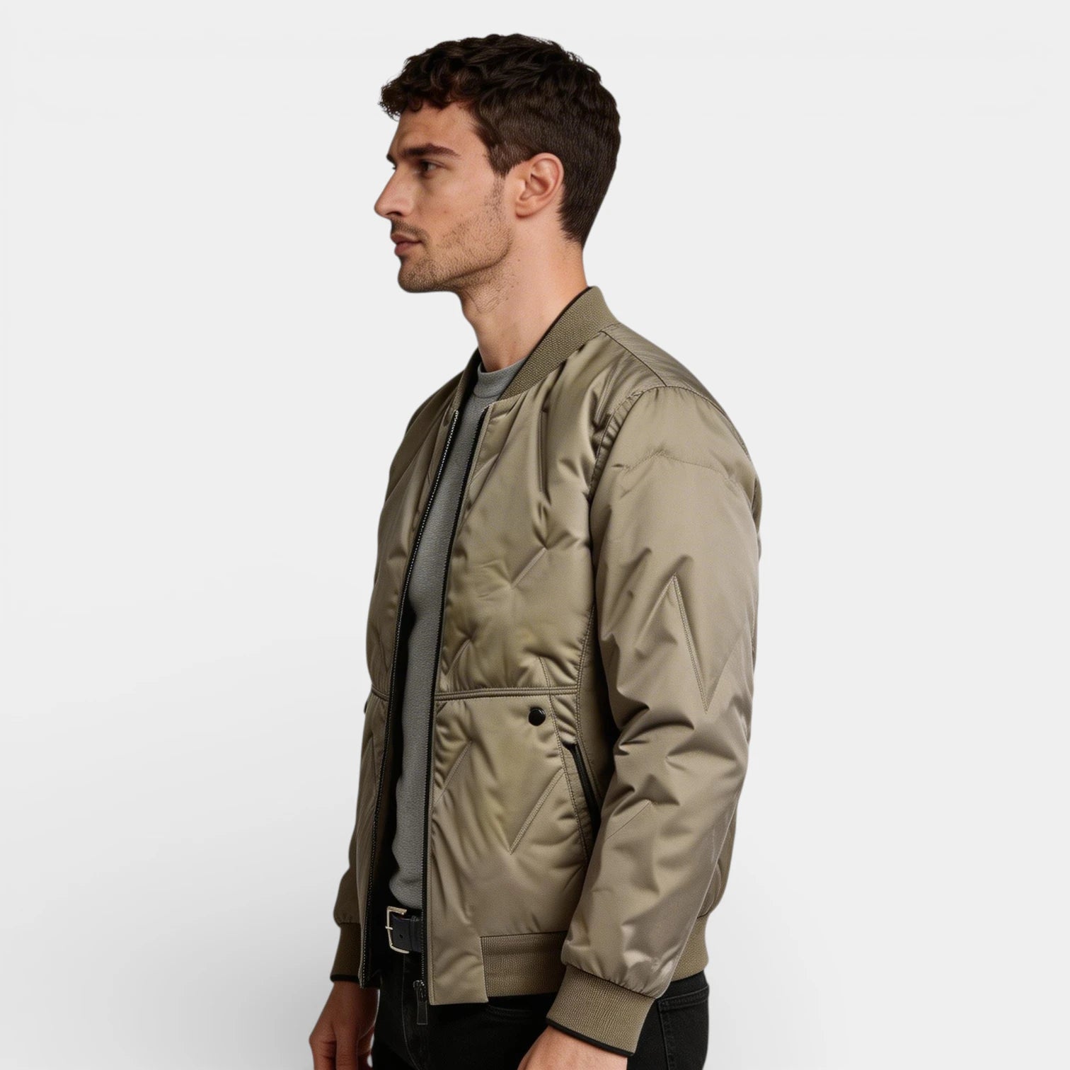Vintares | Men’s Zip Up Bomber Jacket - Straight Fit